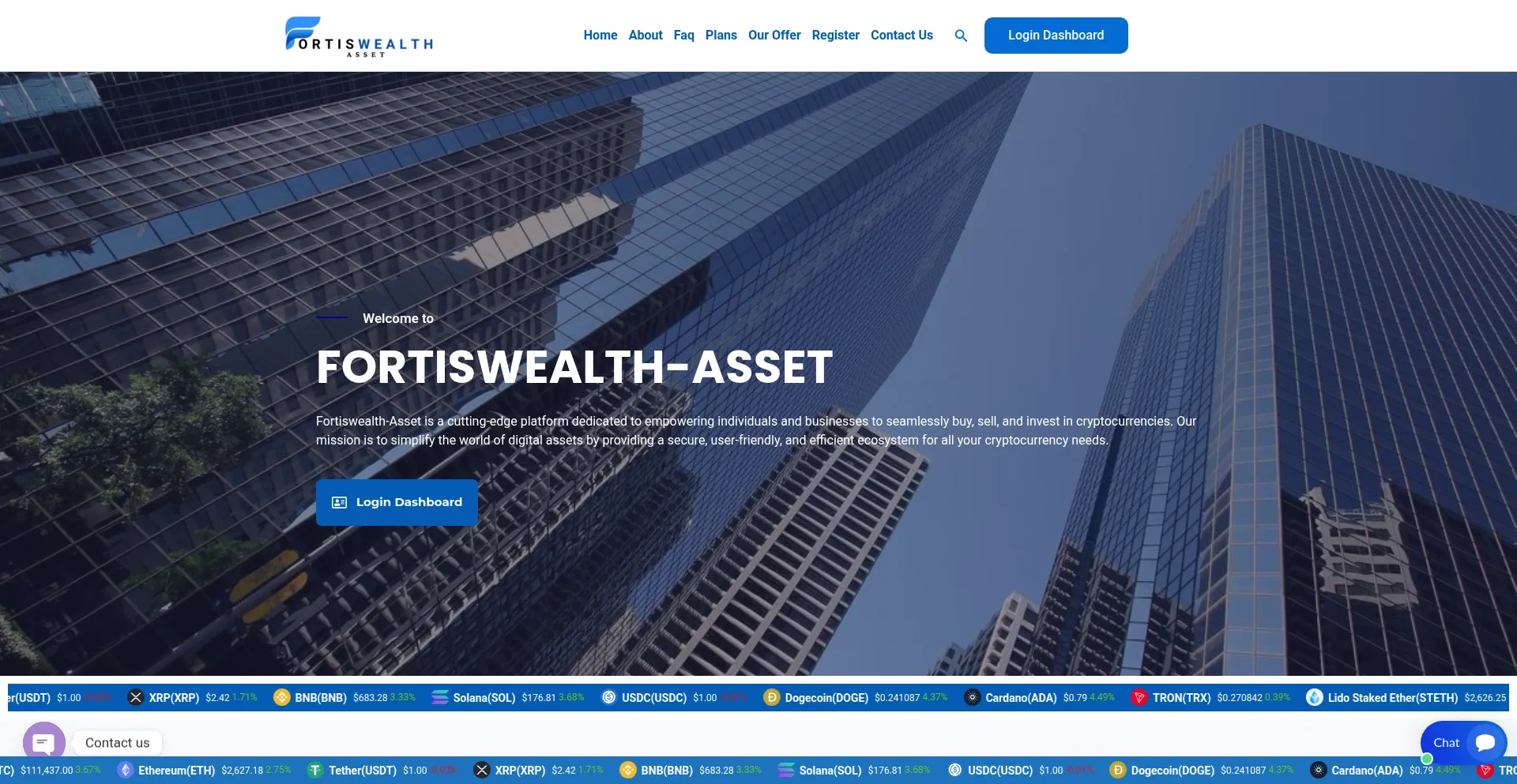 Website screenshot of Fortiswealthasset.org