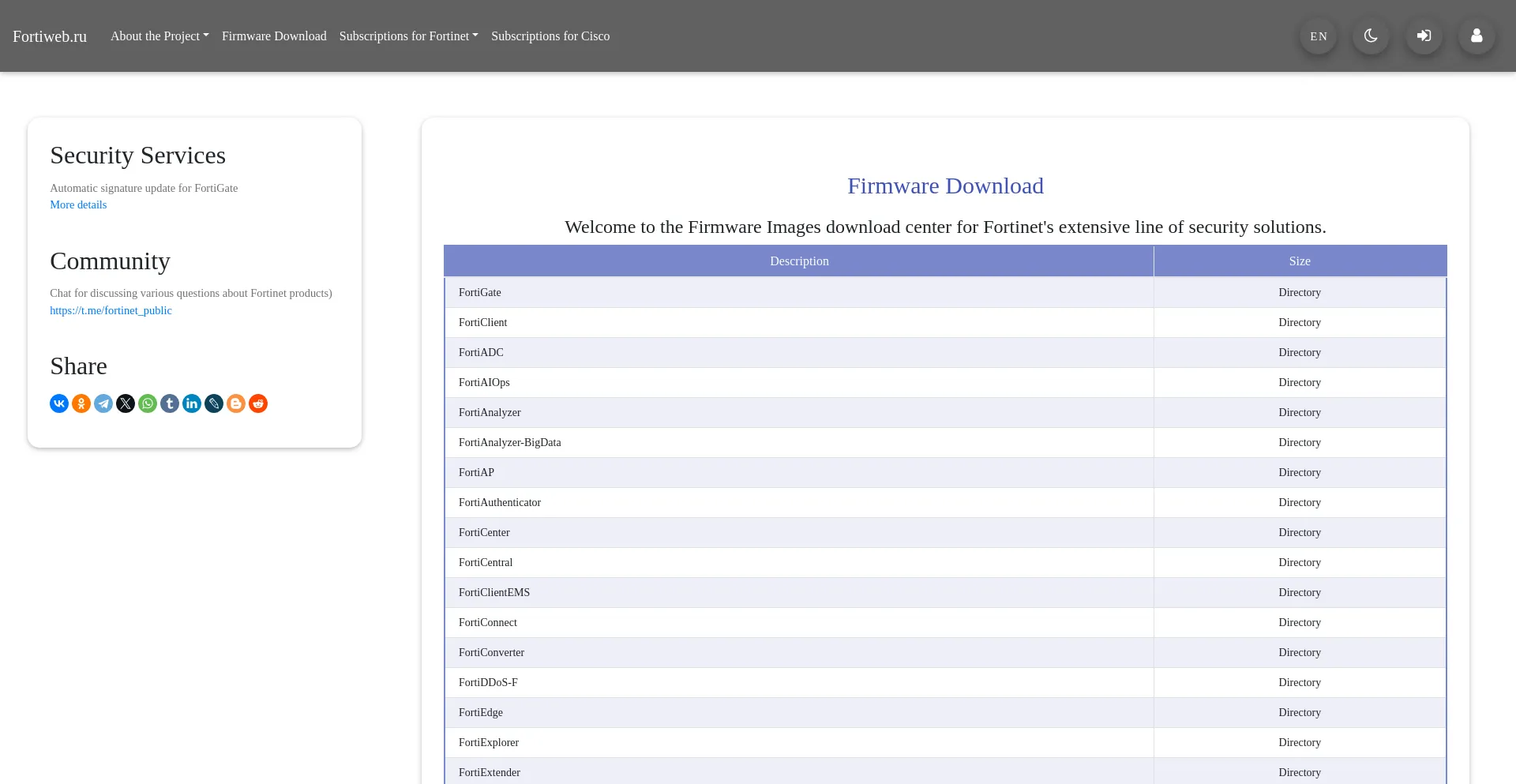 Website screenshot of Fortiweb.ru