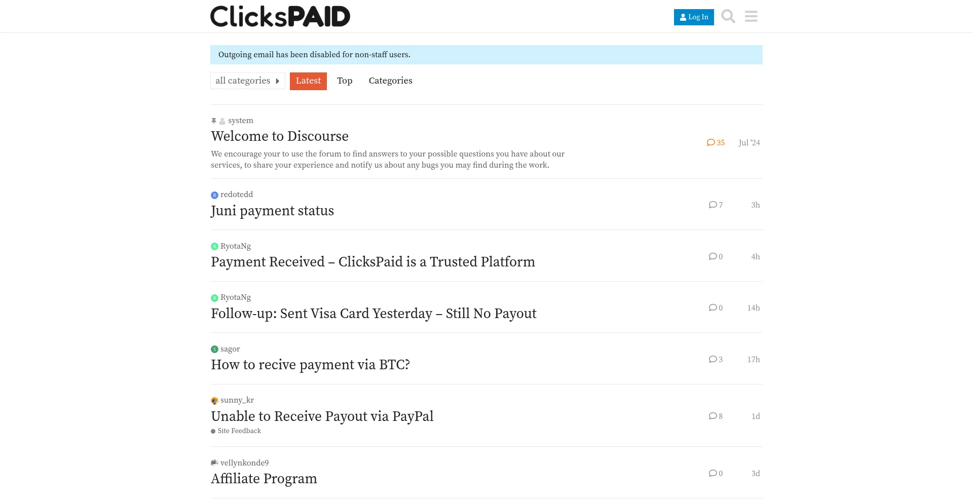 Website screenshot of Forum.clickspaid.com