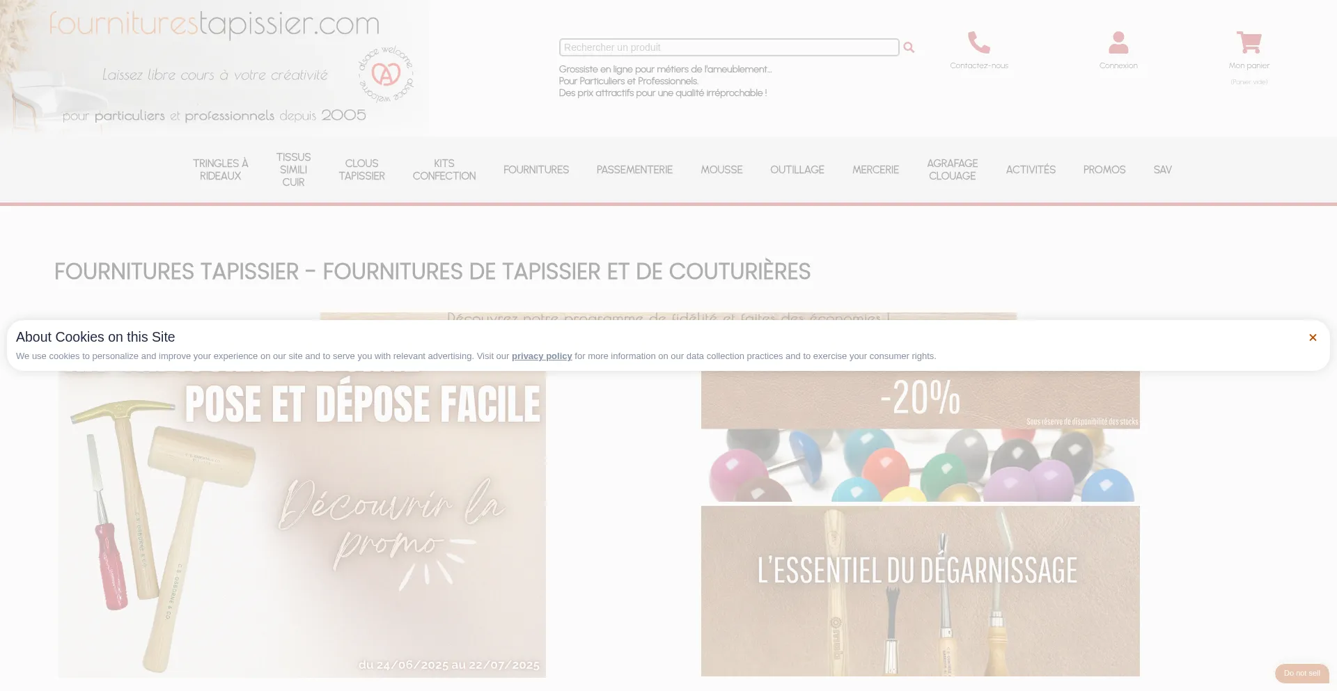 Website screenshot of Fourniturestapissier.com