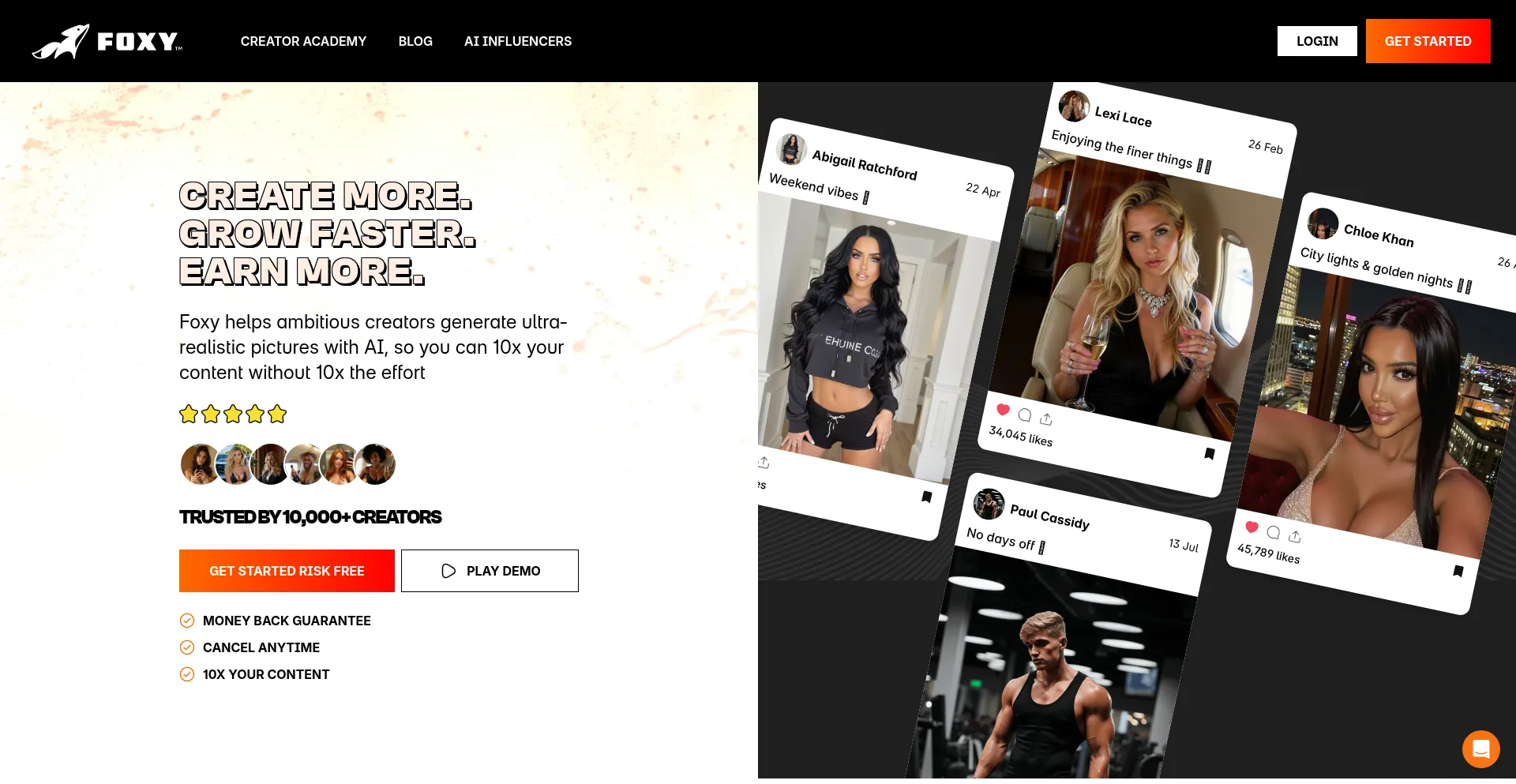 Website screenshot of Foxy.ai