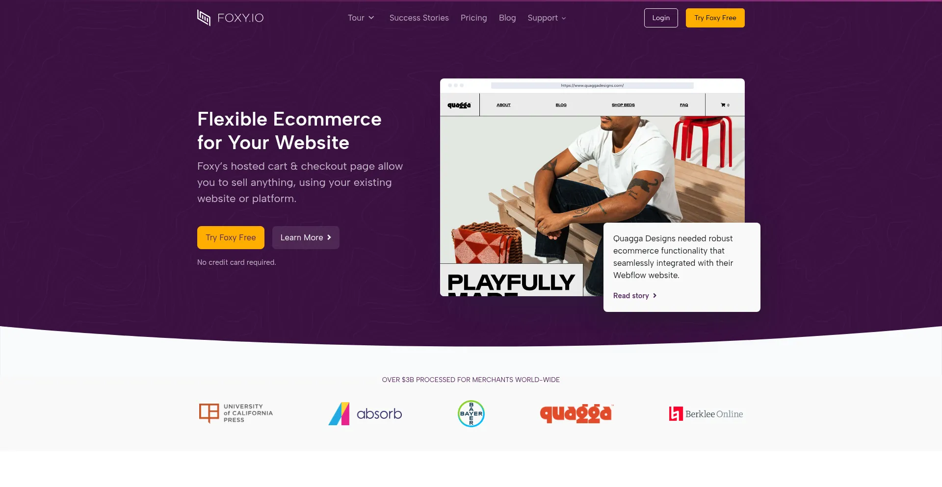 Website screenshot of Foxycart.com