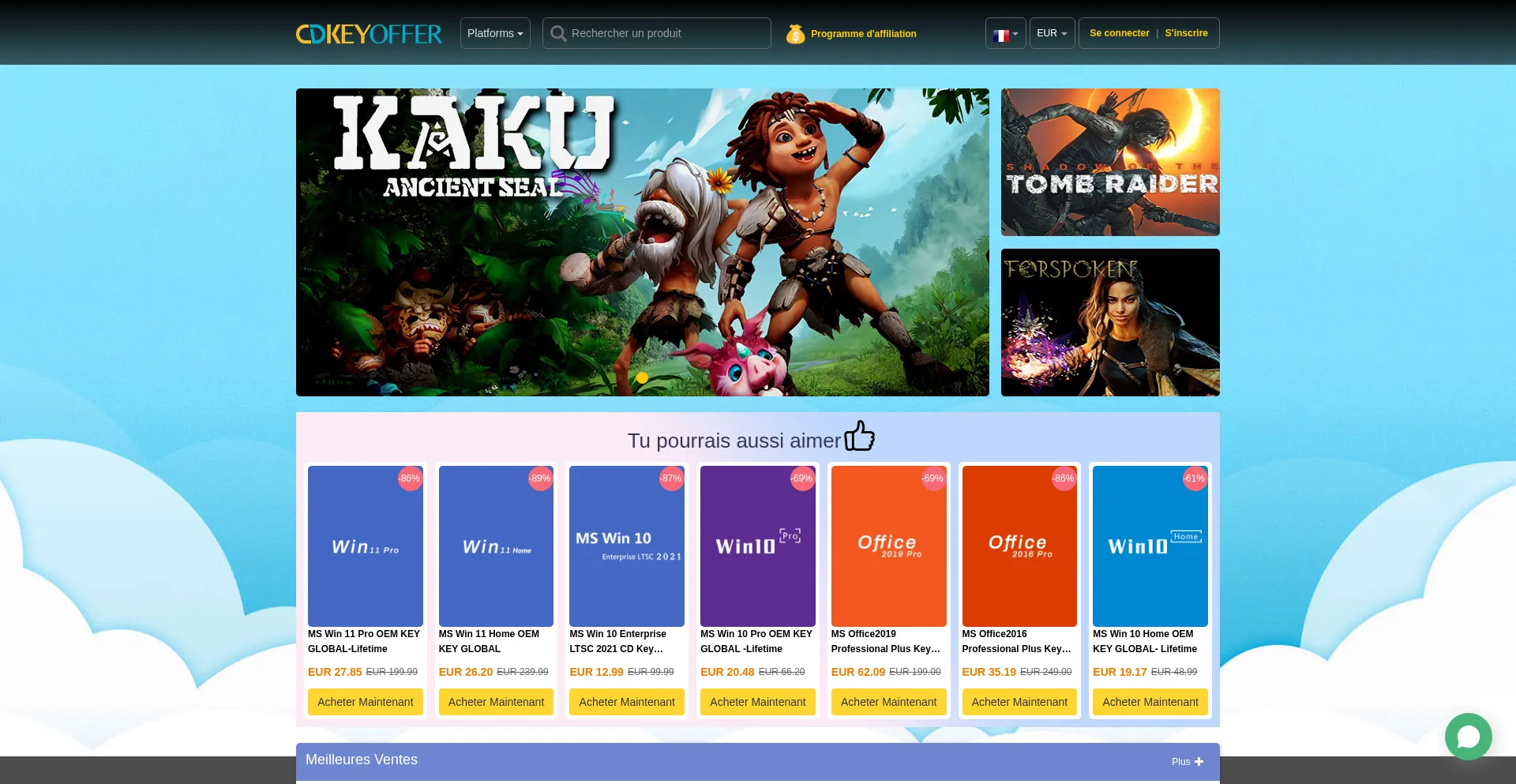 Website screenshot of Fr.cdkeyoffer.com