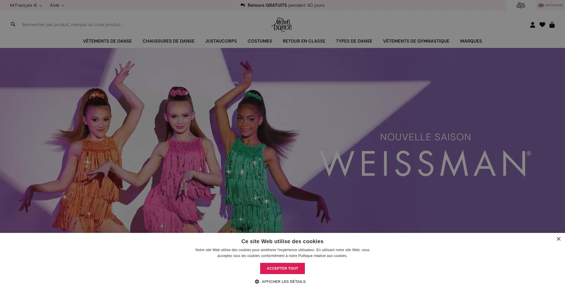 Website screenshot of Fr.movedancewear.com