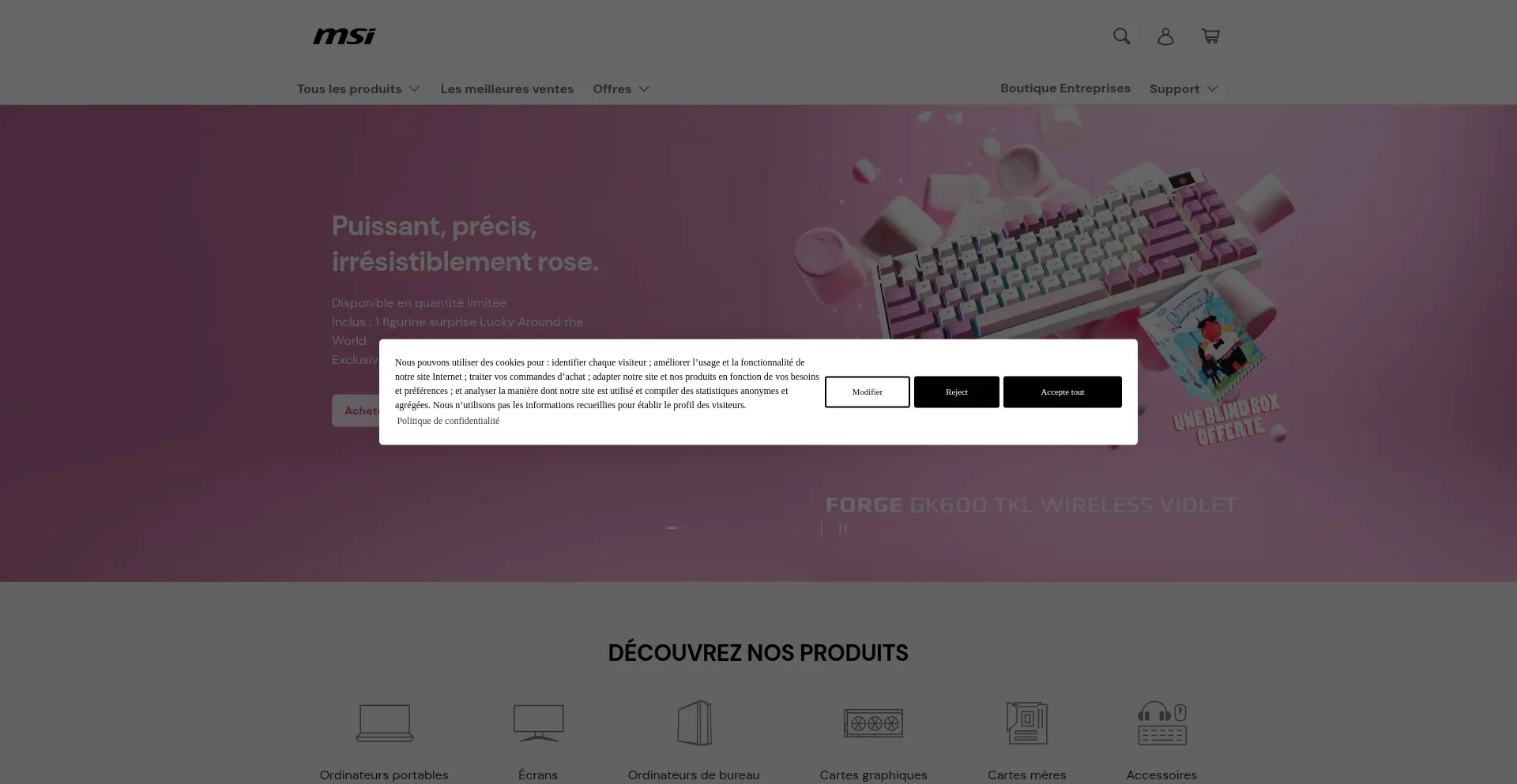 Website screenshot of Fr-store.msi.com