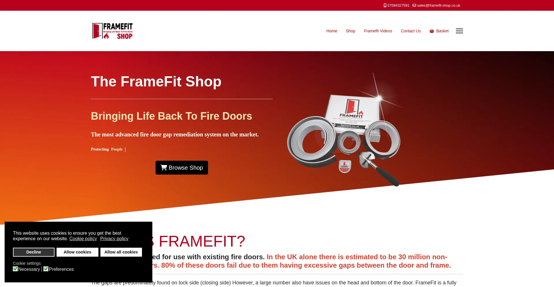 Website screenshot of Framefit-shop.co.uk