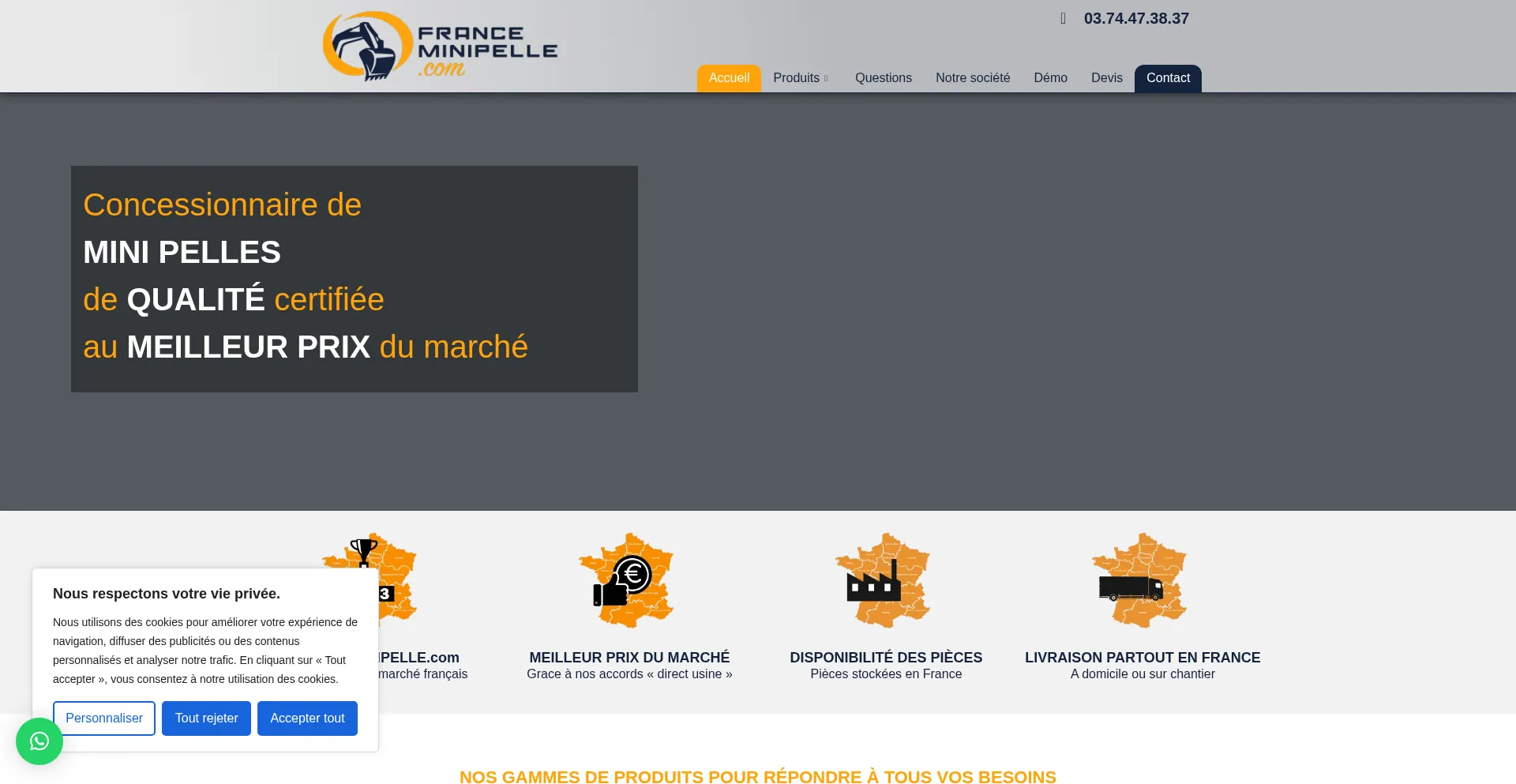 Website screenshot of France-minipelle.com