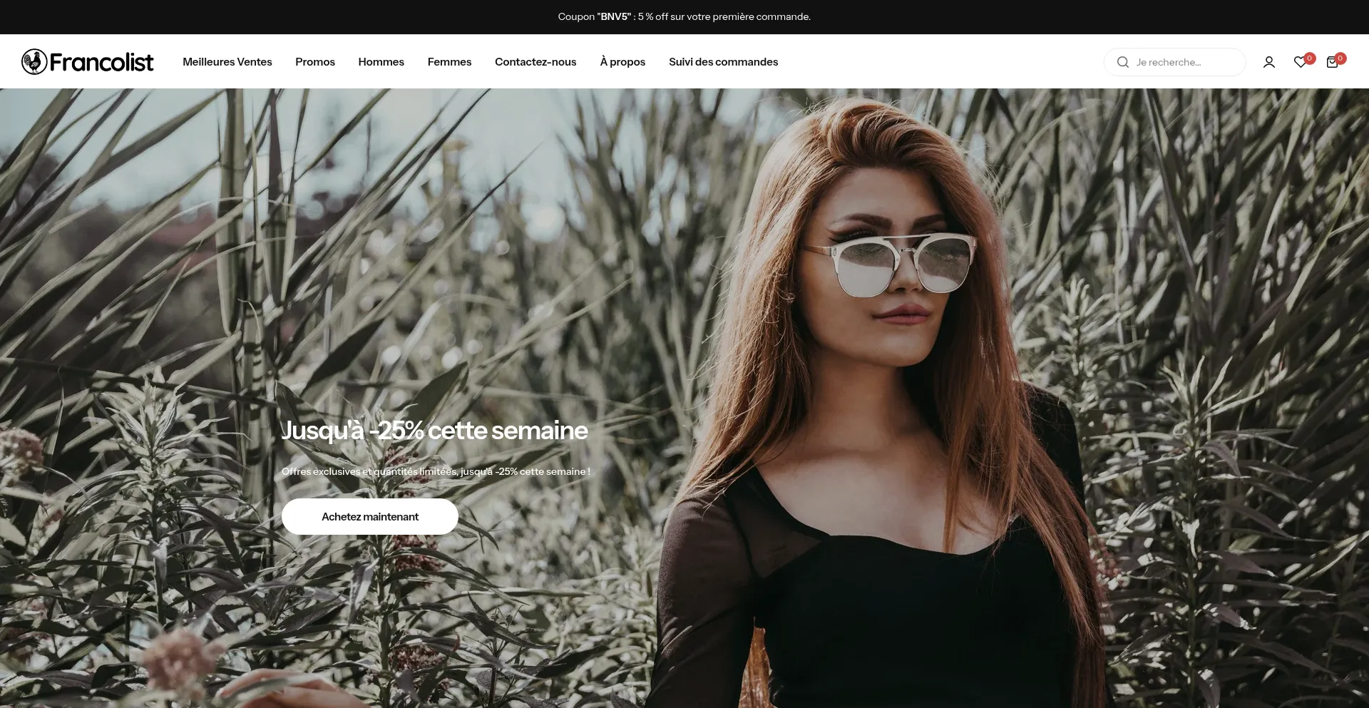 Website screenshot of Francolist.com