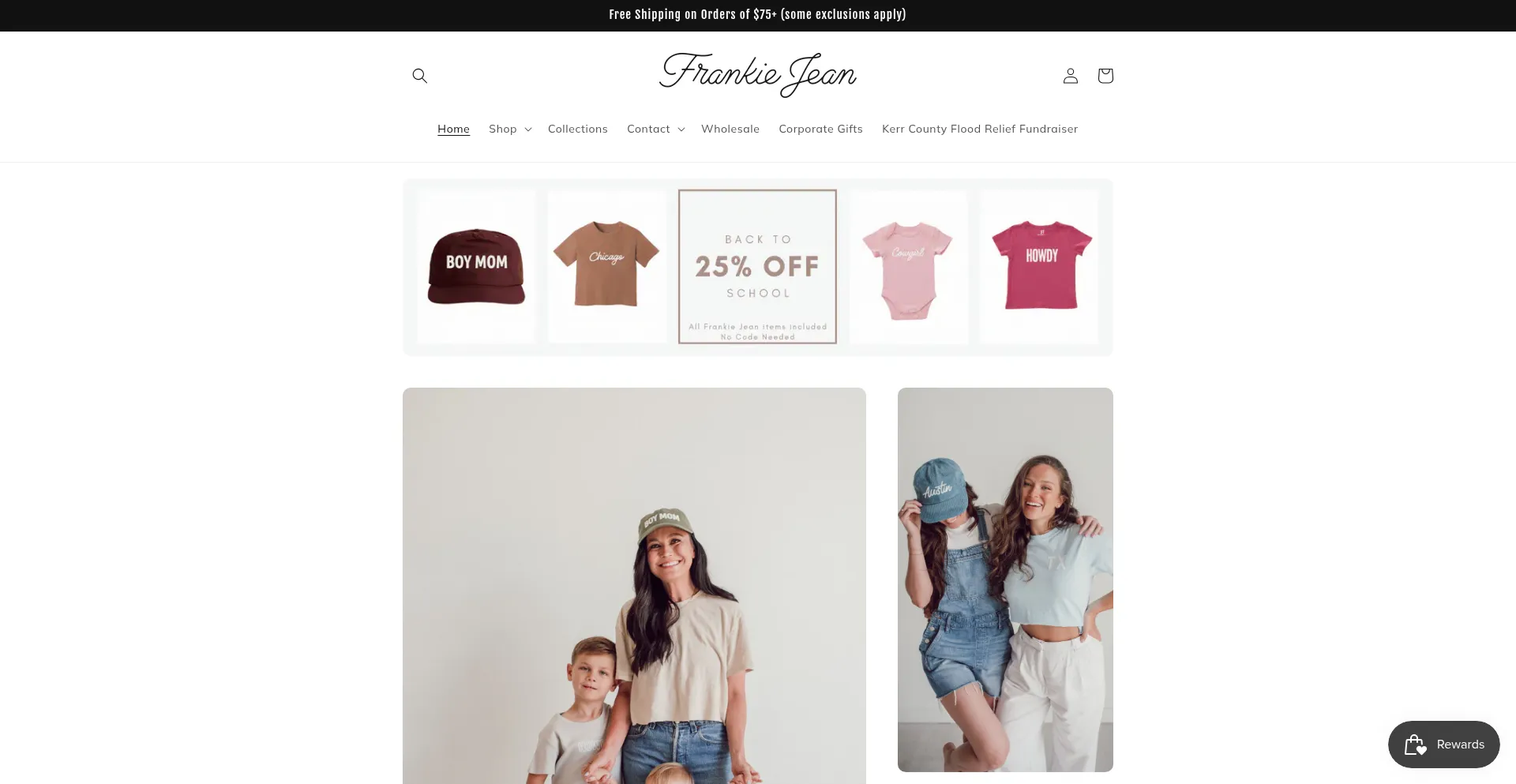 Website screenshot of Frankiejean.com