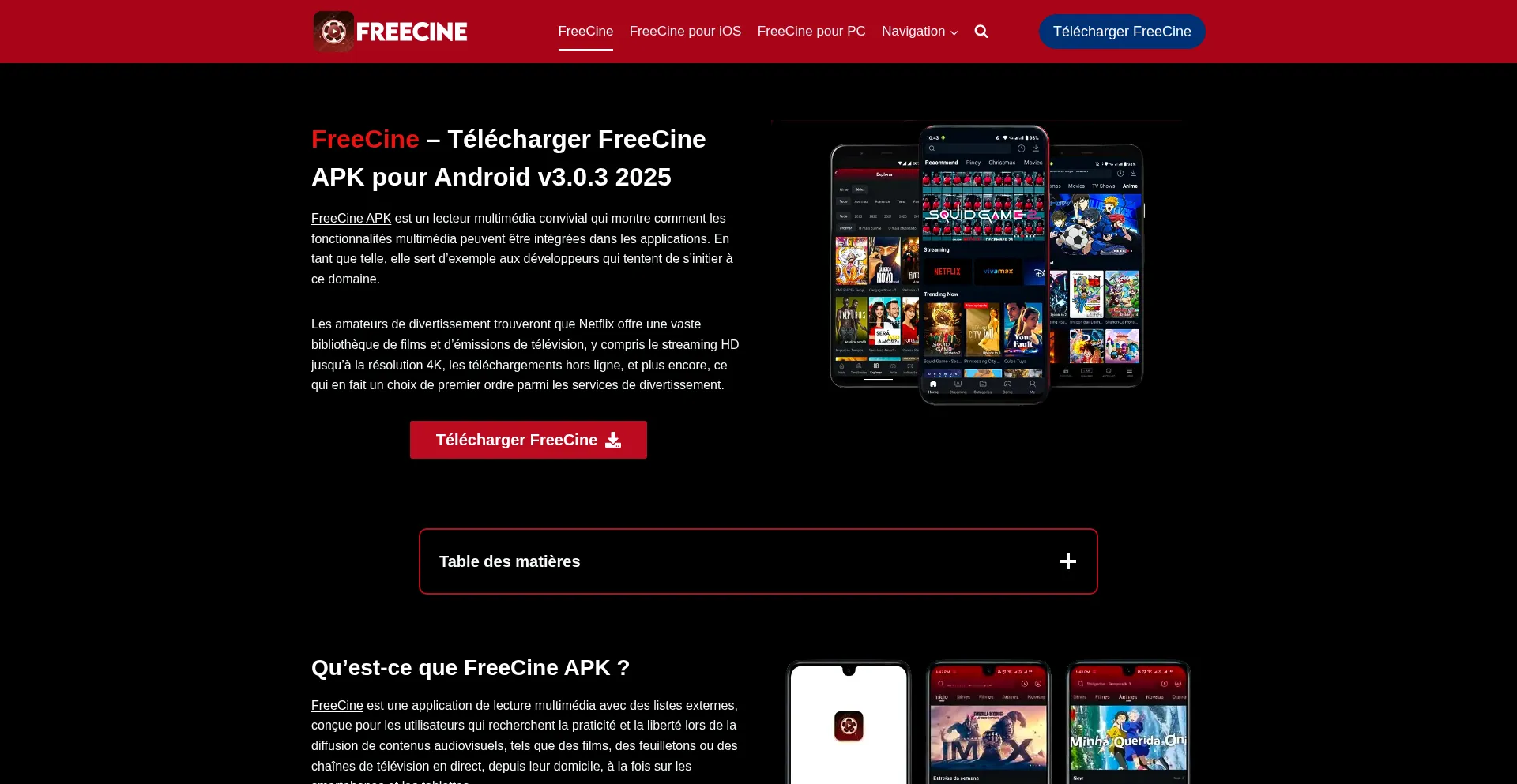 Website screenshot of Freecine.fr