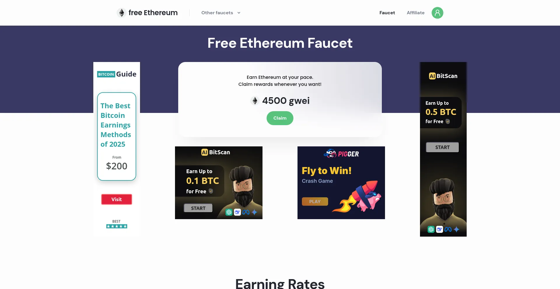 Website screenshot of Freeethereumclick.com