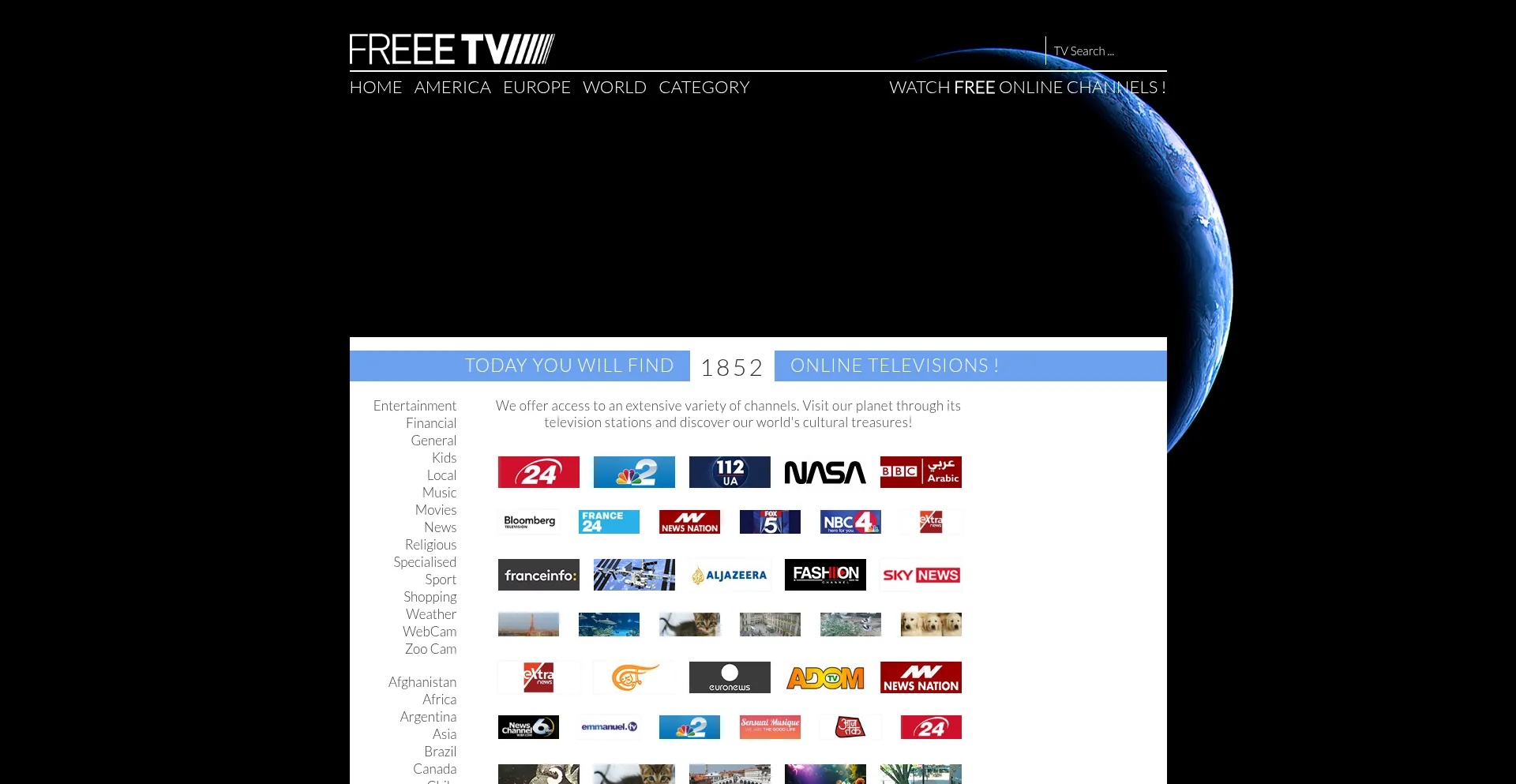 Website screenshot of Freeetv.com