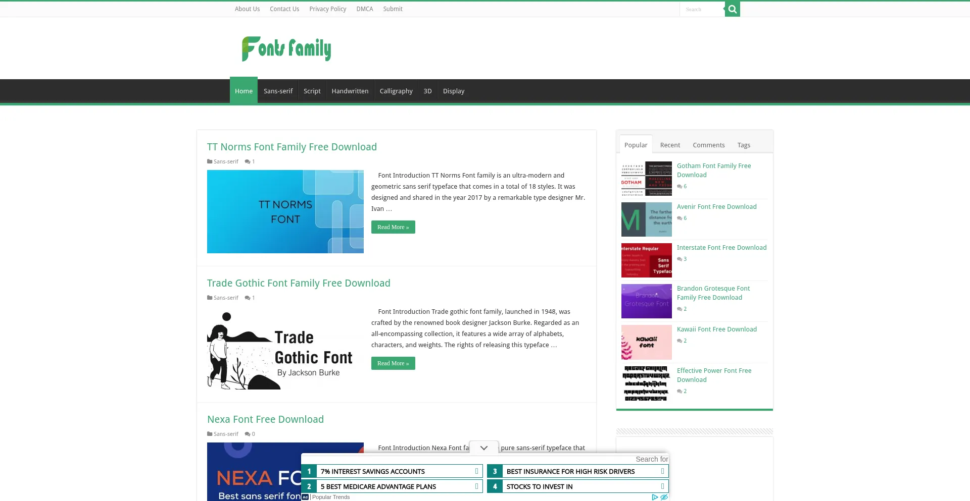 Website screenshot of Freefontsfamily.org