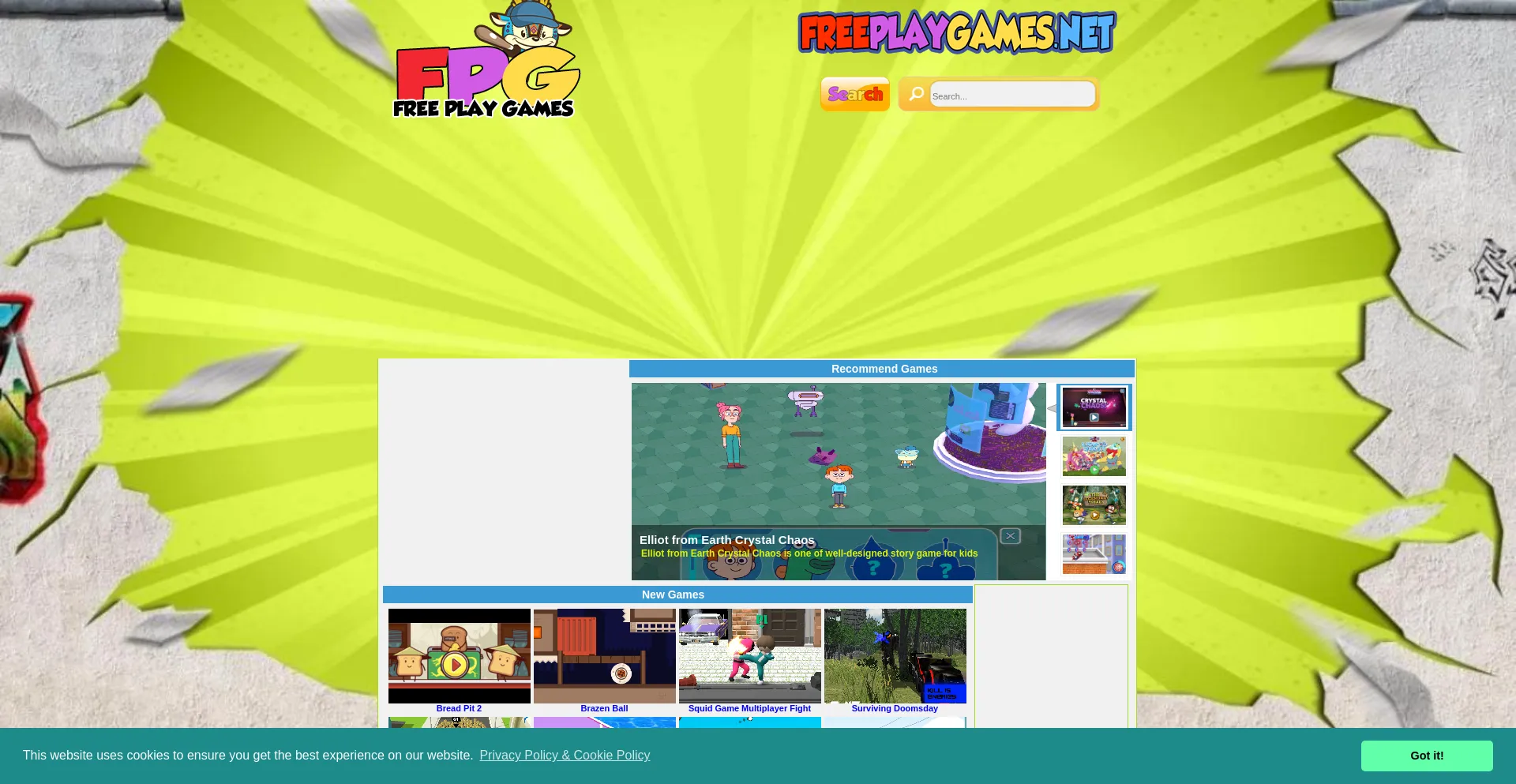 Website screenshot of Freeplaygames.net