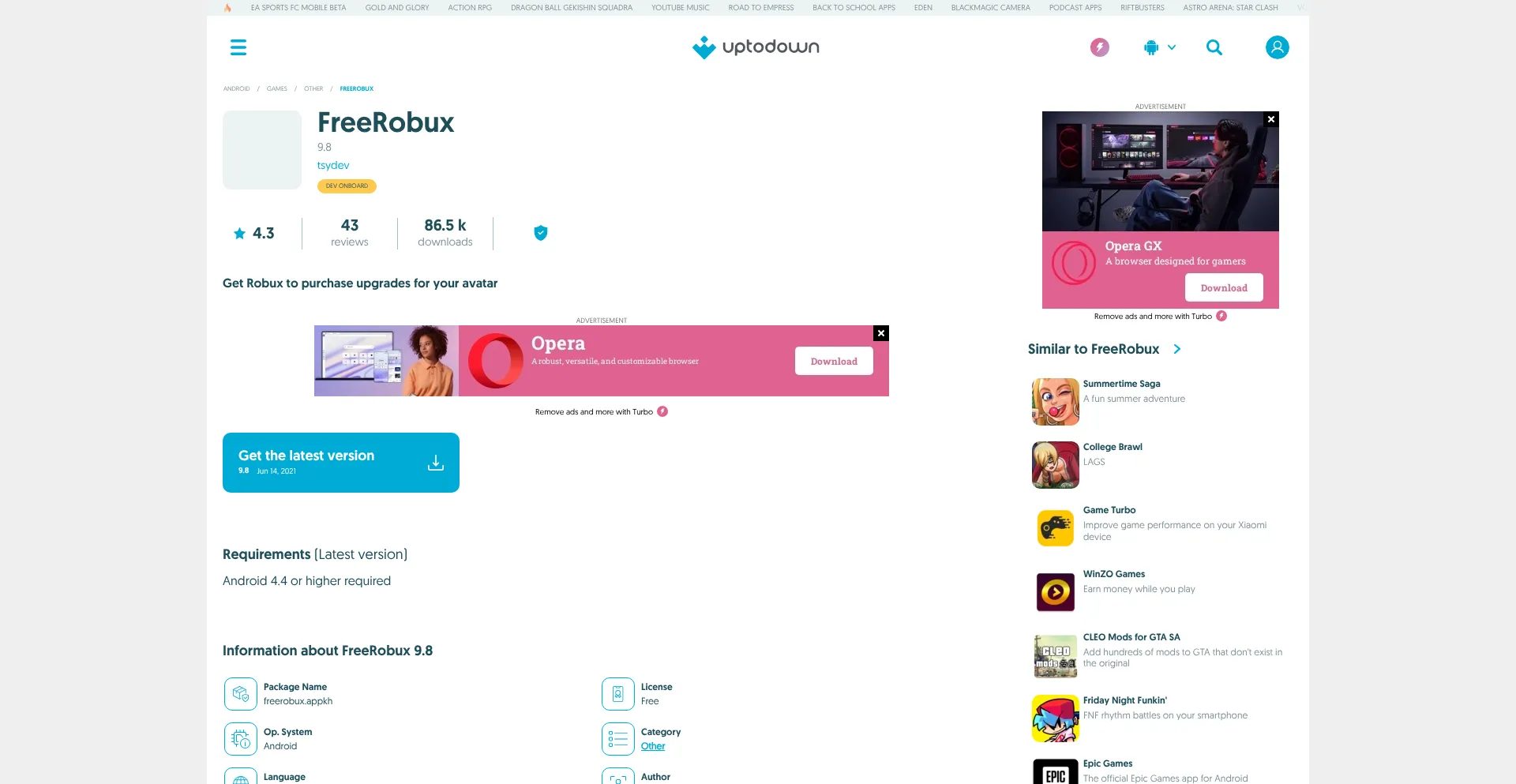 ¿És Seguro y Confiable Freerobux.en.uptodown.com?