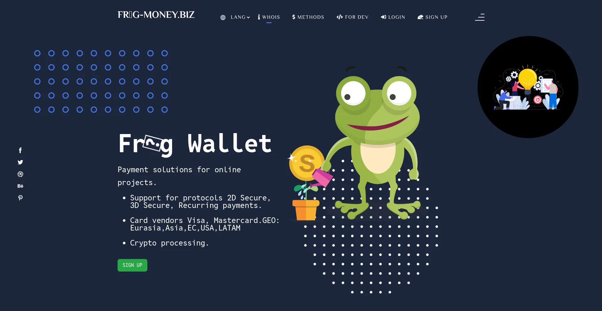 Website screenshot of Frog-money.biz