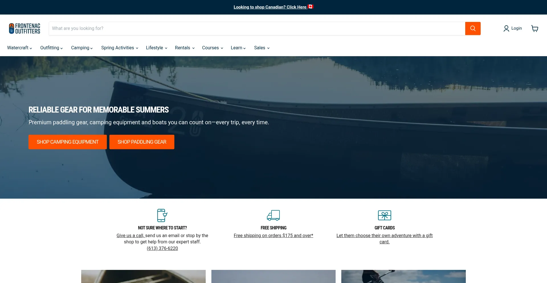 Website screenshot of Frontenacoutfitters.com