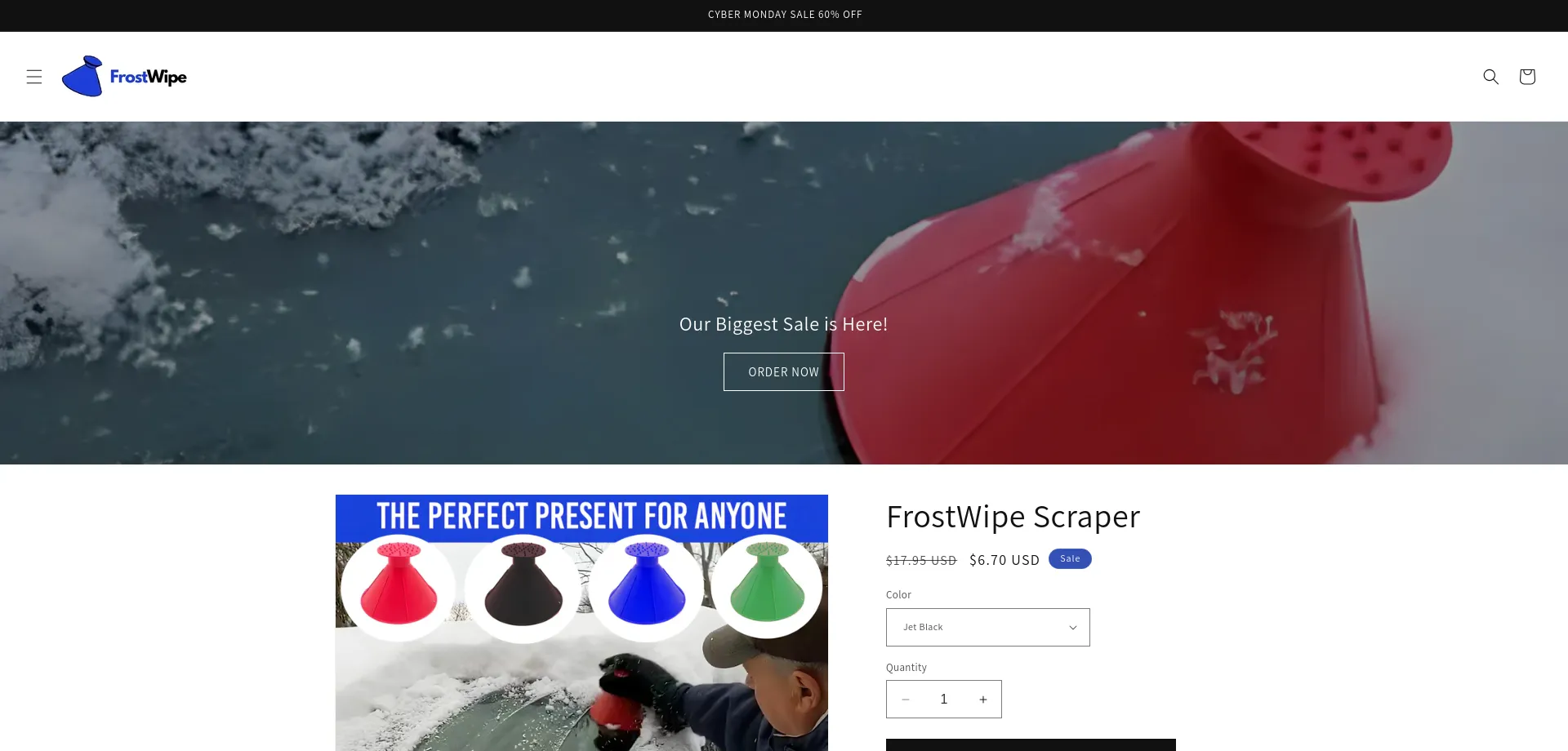 Website screenshot of Frost-wipe.com