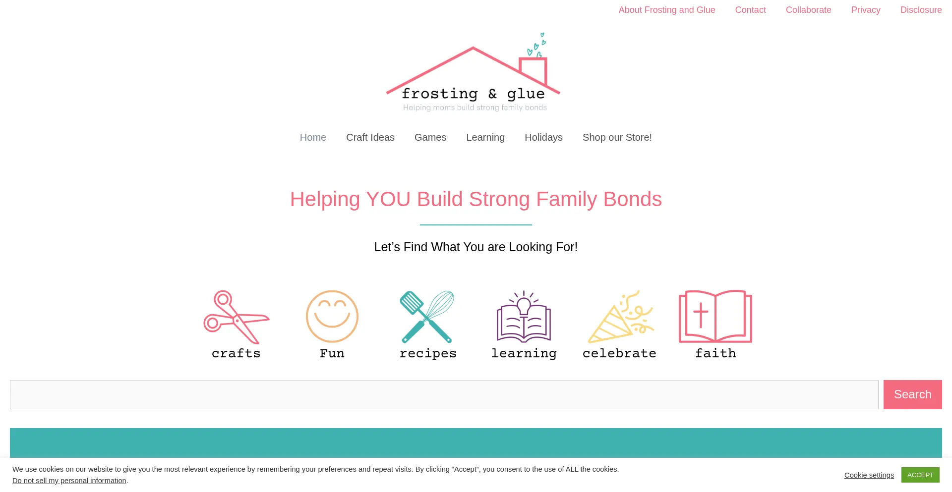 Website screenshot of Frostingandglue.com