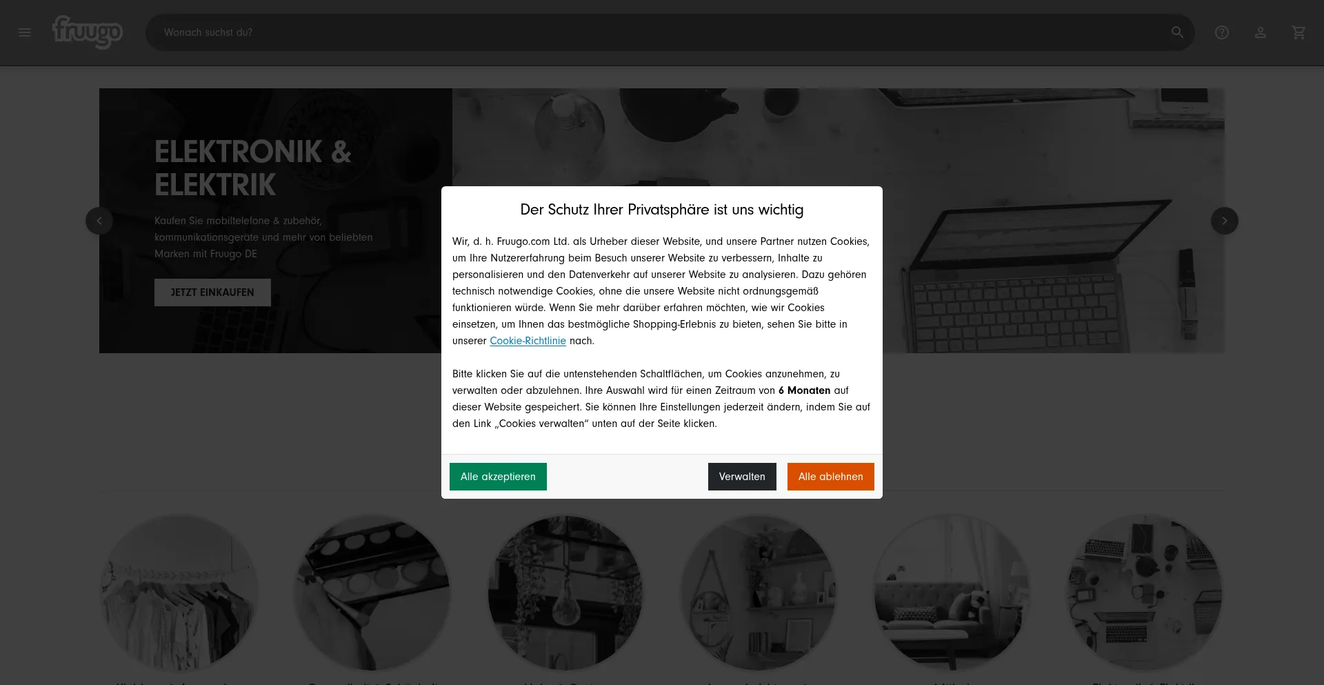 Website screenshot of Fruugo.de