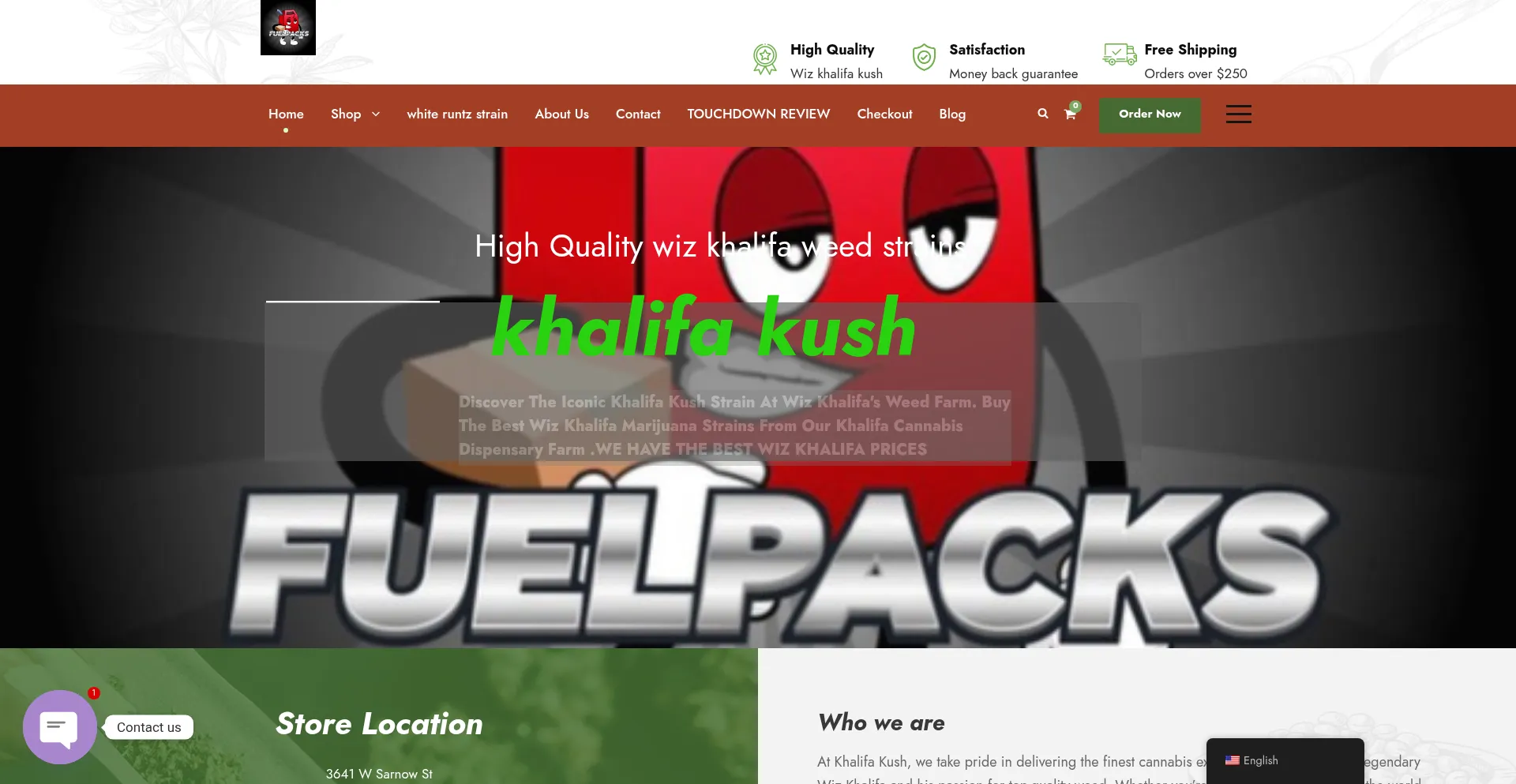 Website screenshot of Fuelpackz.com