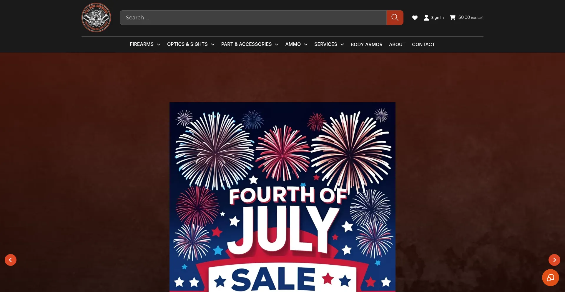 Website screenshot of Fullboregunworks.com