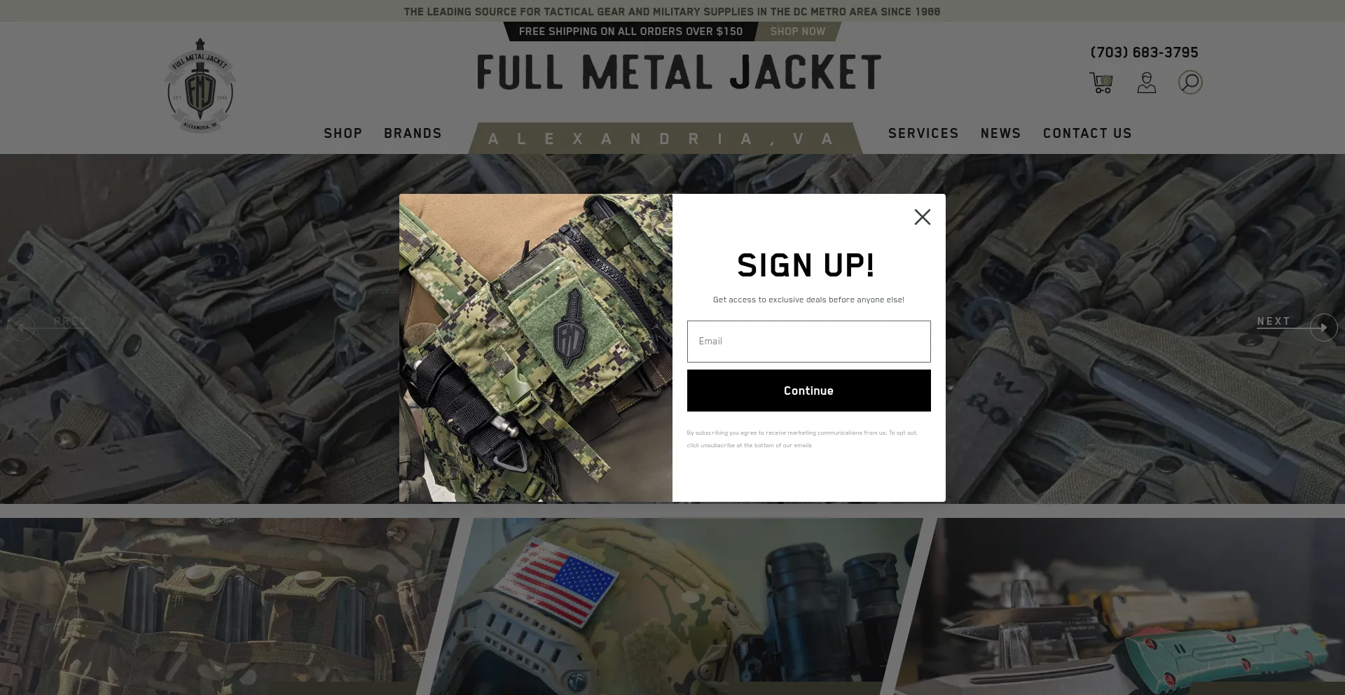 Website screenshot of Fullmetaljacket.com