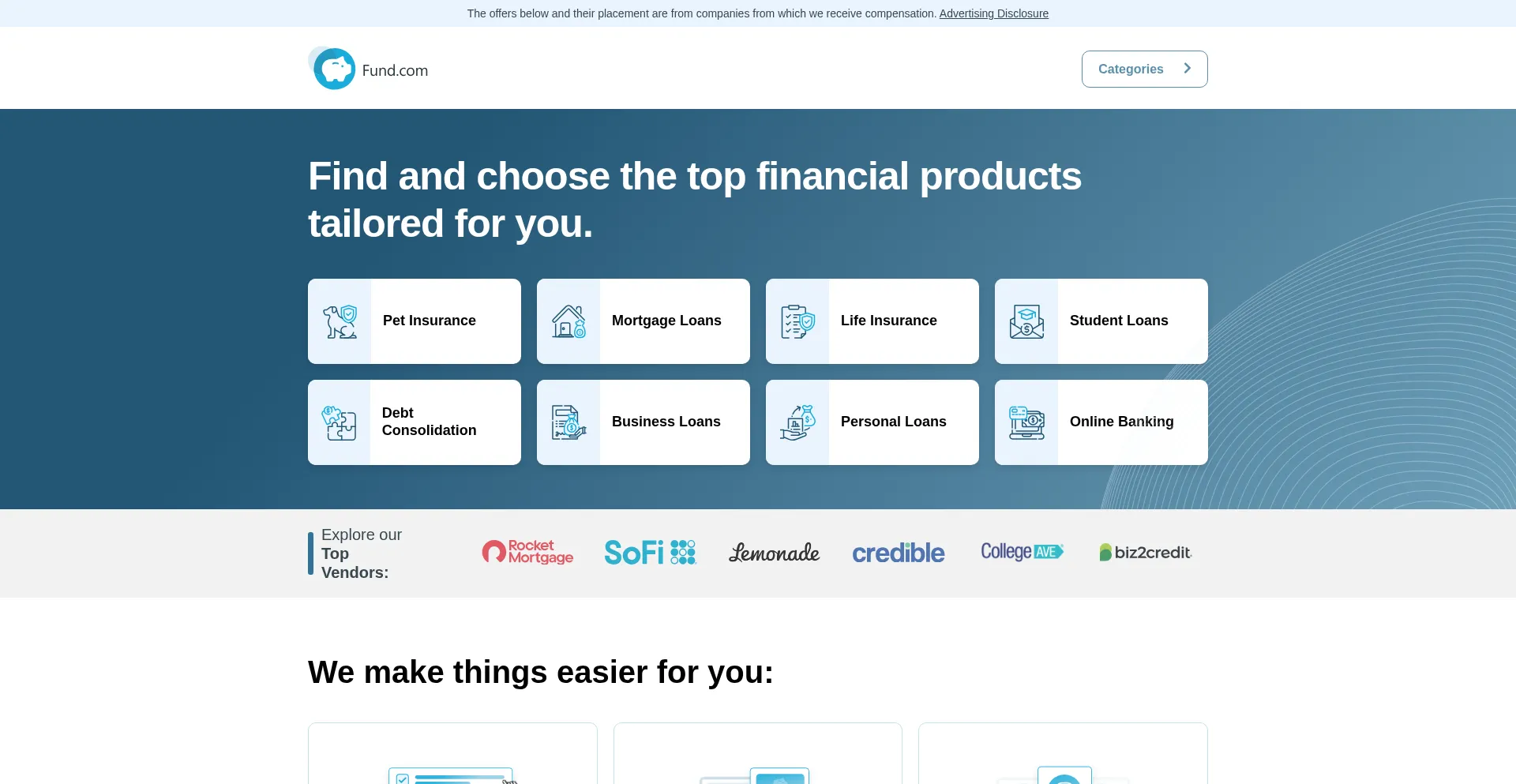 Website screenshot of Fund.com