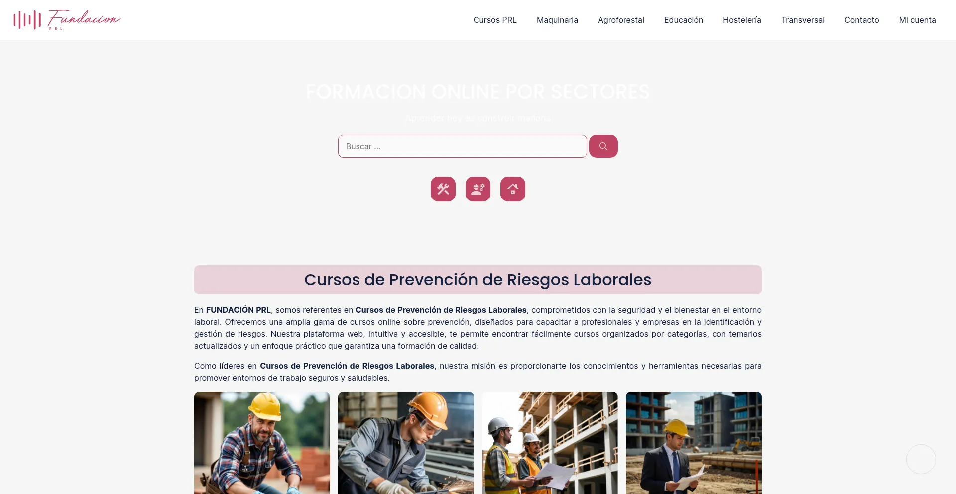Website screenshot of Fundacionprl.es