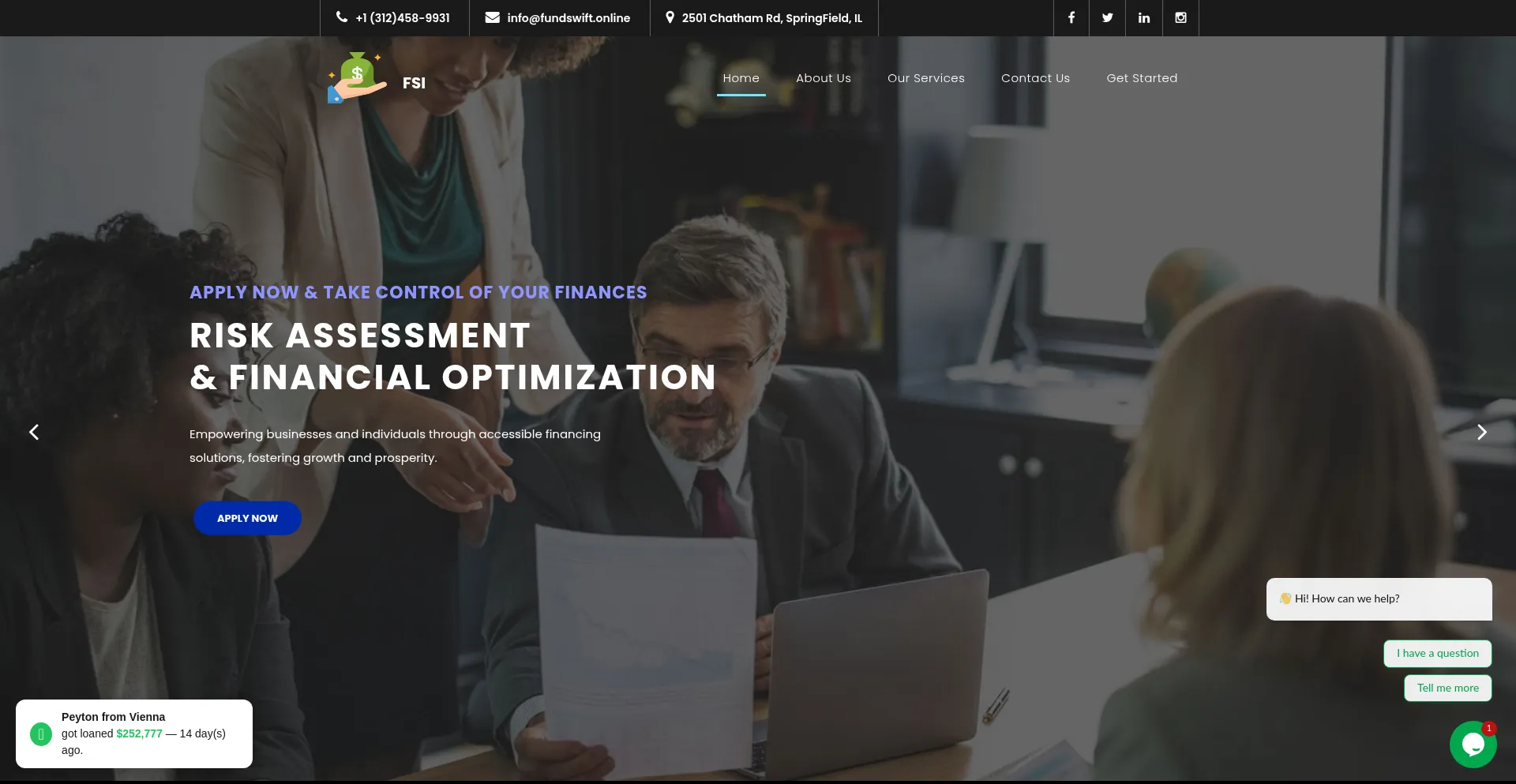 Website screenshot of Fundswift.online