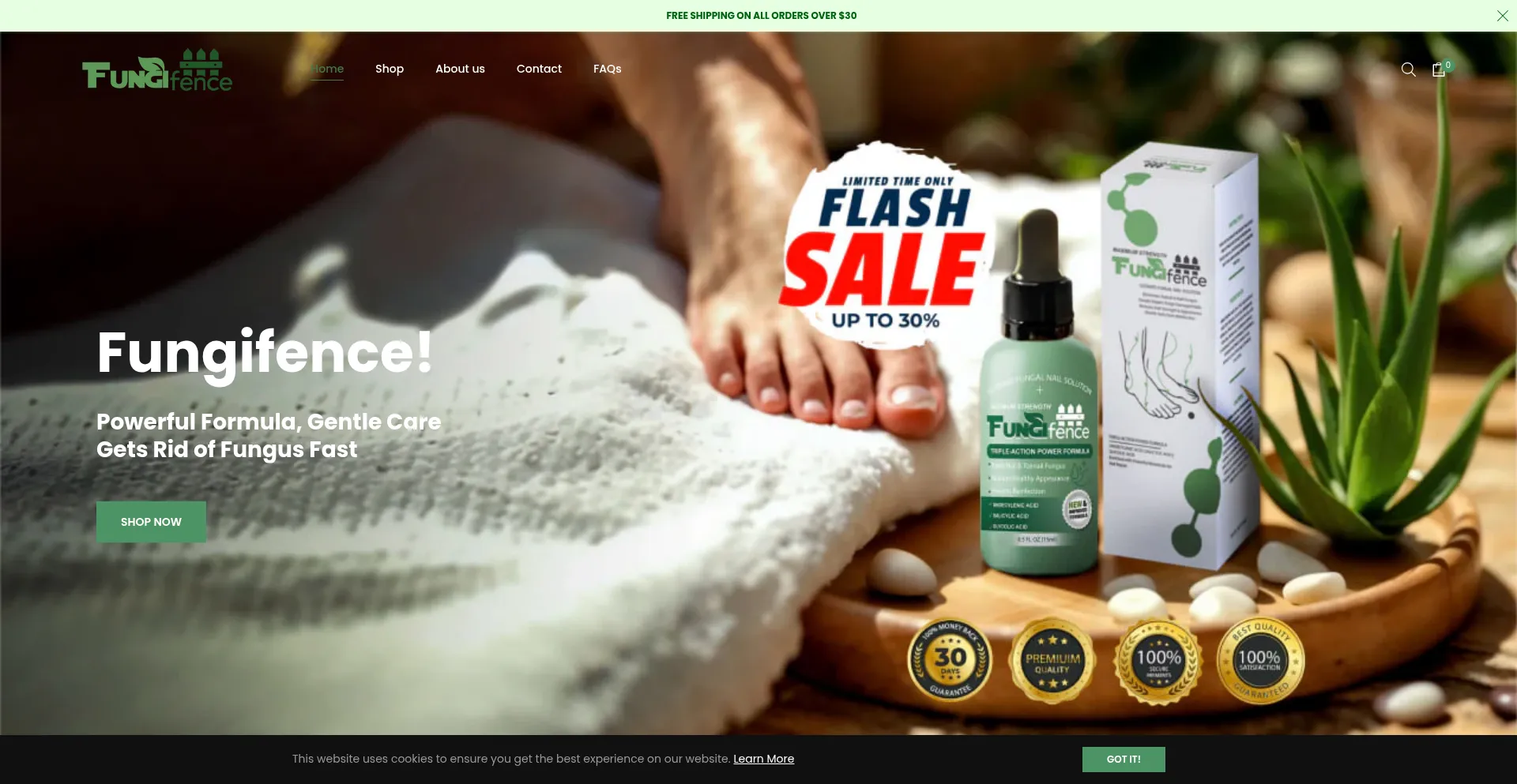 Website screenshot of Fungifence.com