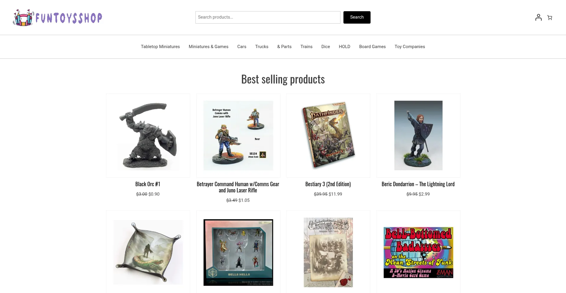 Website screenshot of Funtoysshop.com