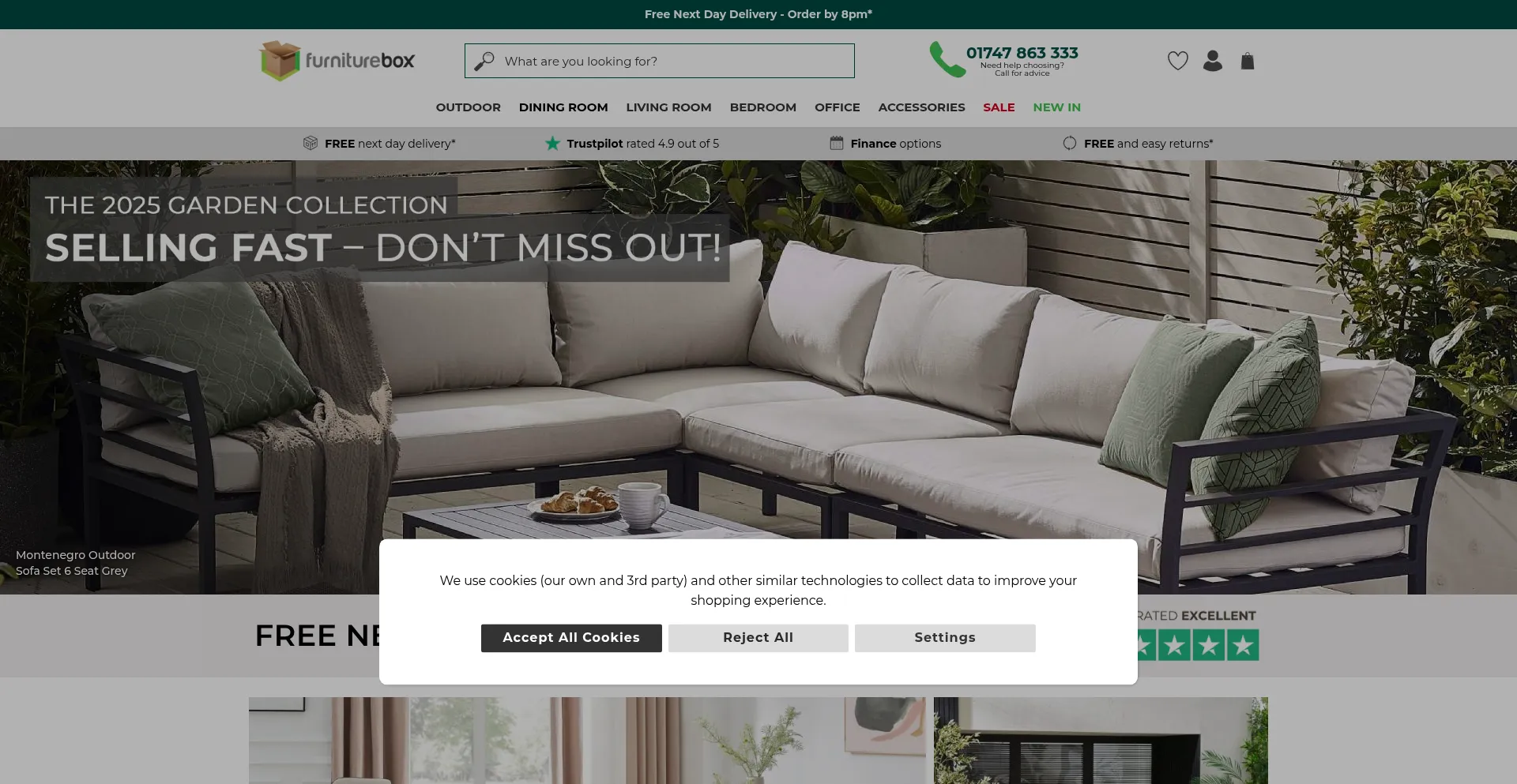 Website screenshot of Furniturebox.co.uk