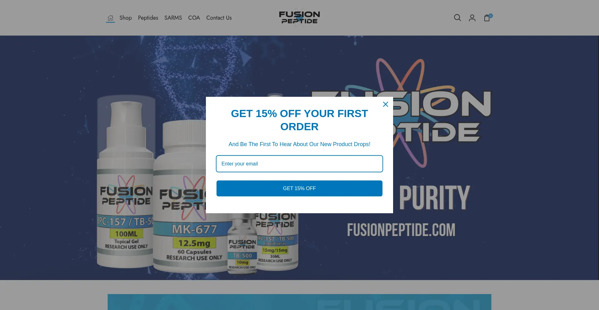 Website screenshot of Fusionpeptide.com