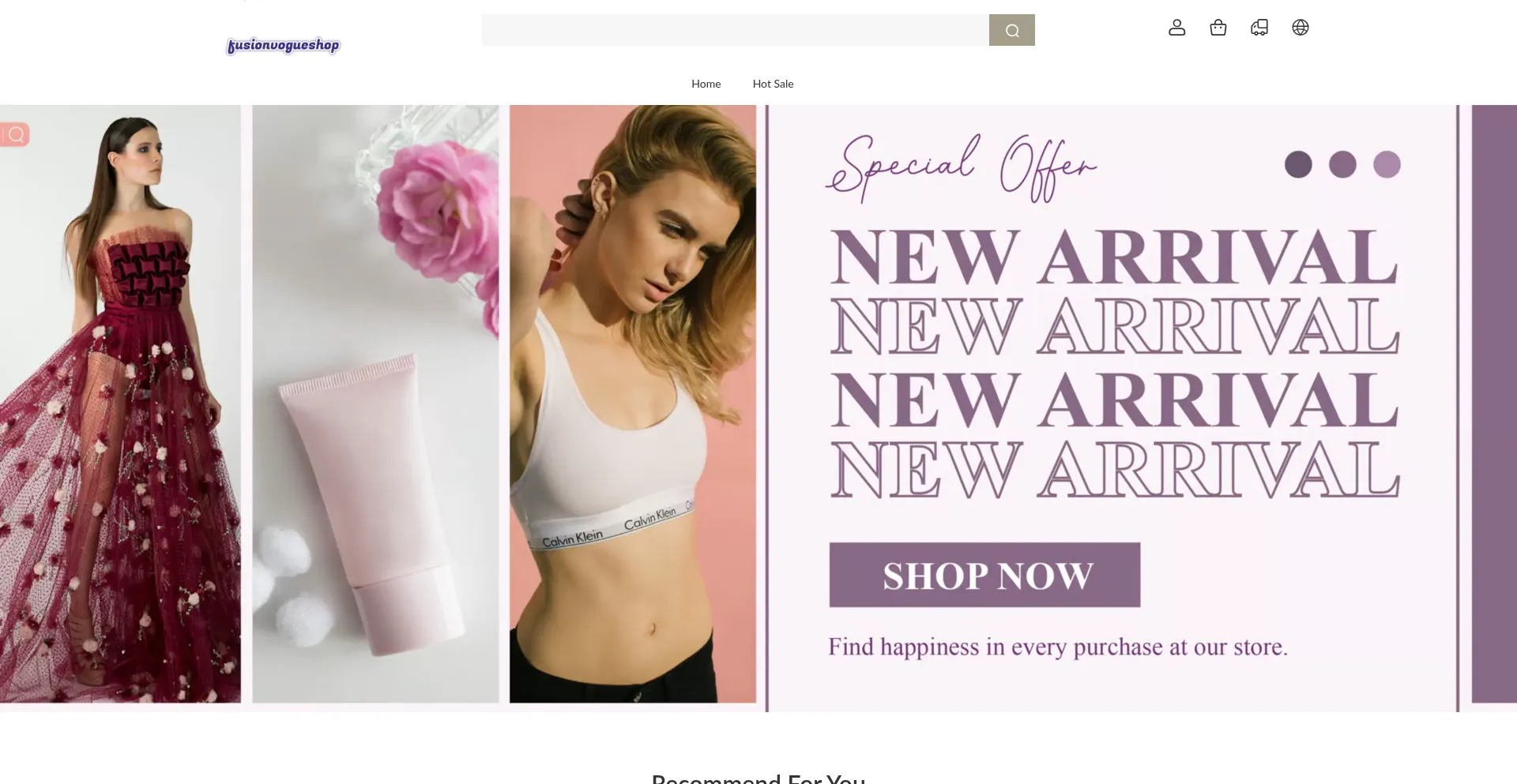 Website screenshot of Fusionvogueshop.com