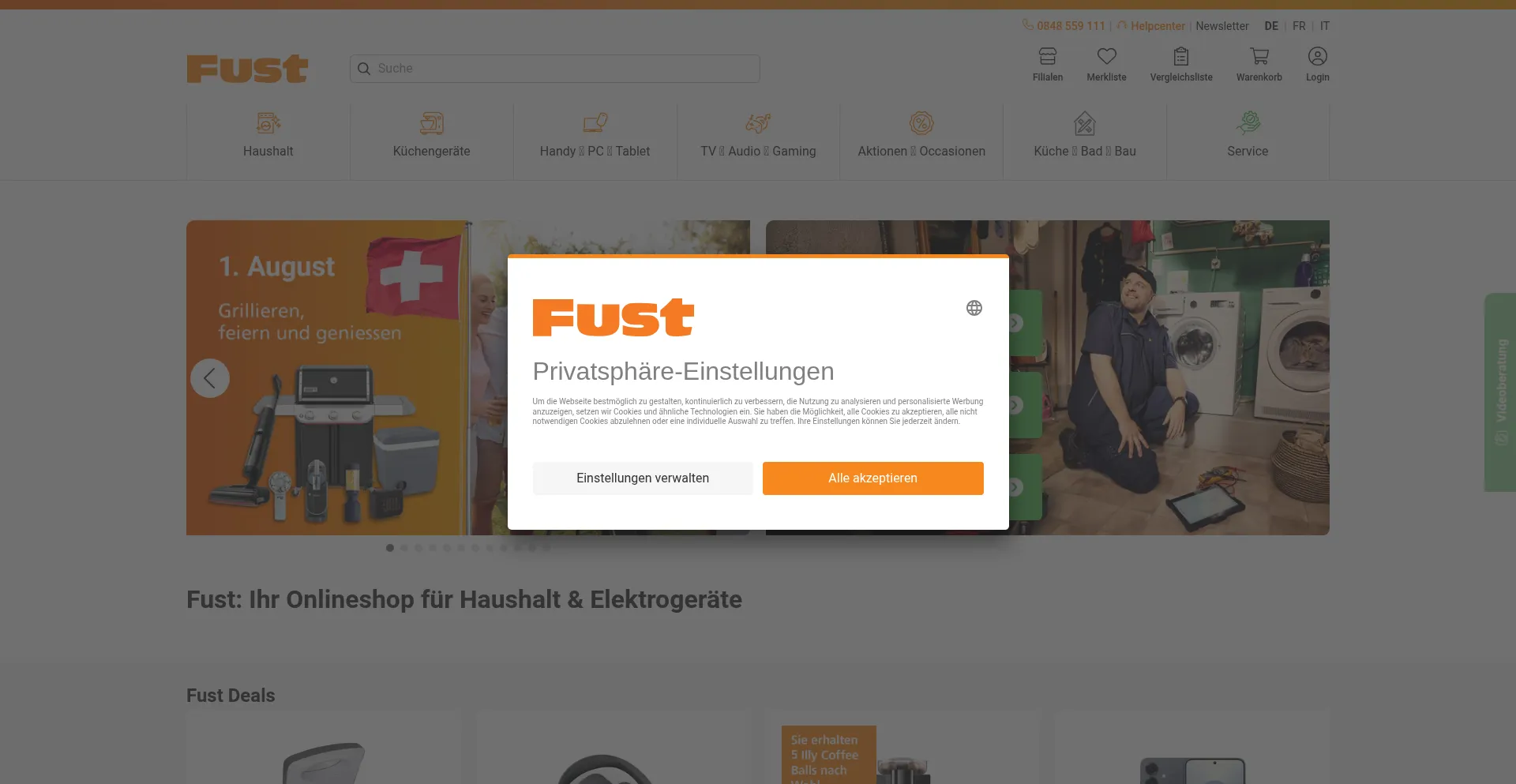 Website screenshot of Fust.ch