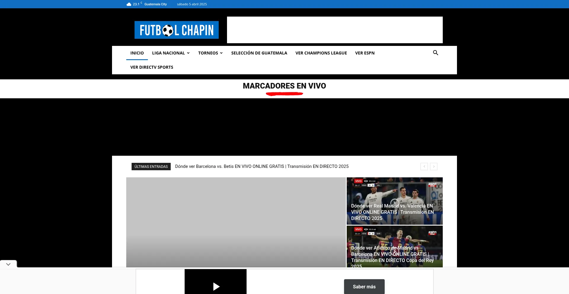 Website screenshot of Futbolchapinenvivo.com