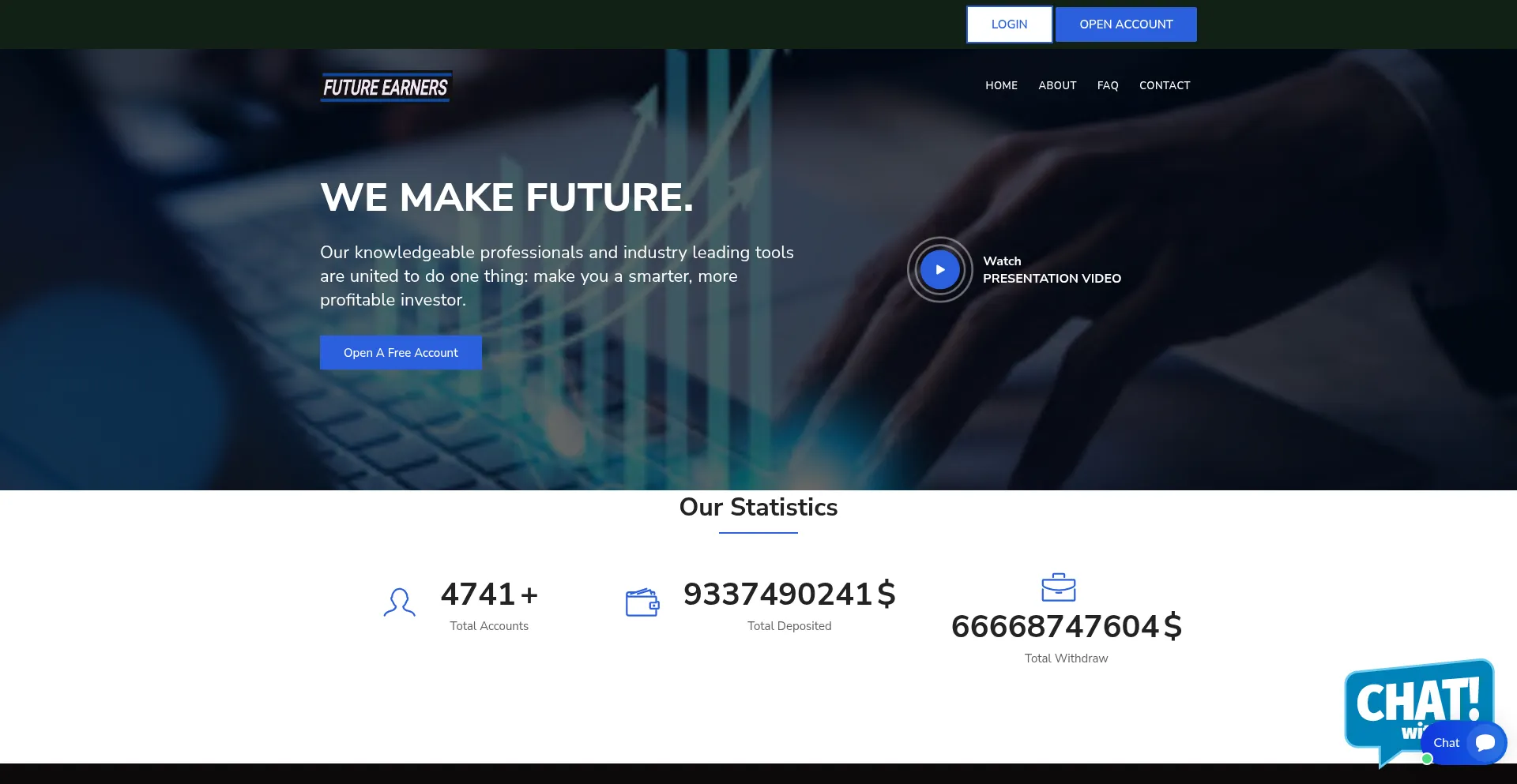 Website screenshot of Future-earners.net