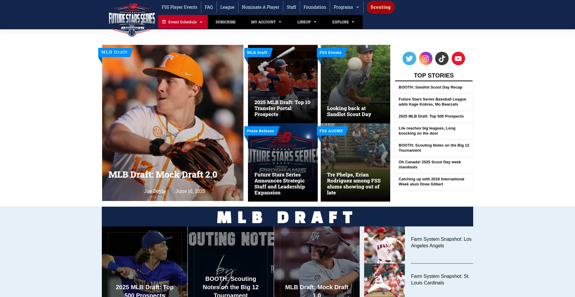 Website screenshot of Futurestarsseries.com