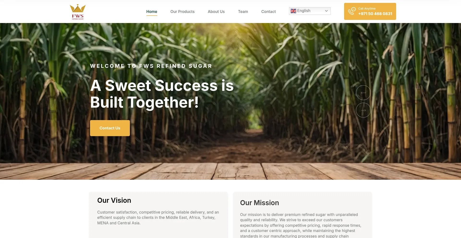 Website screenshot of Fwssugar.com
