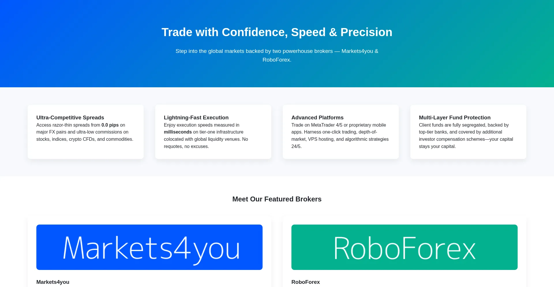 Website screenshot of Fxduo.com