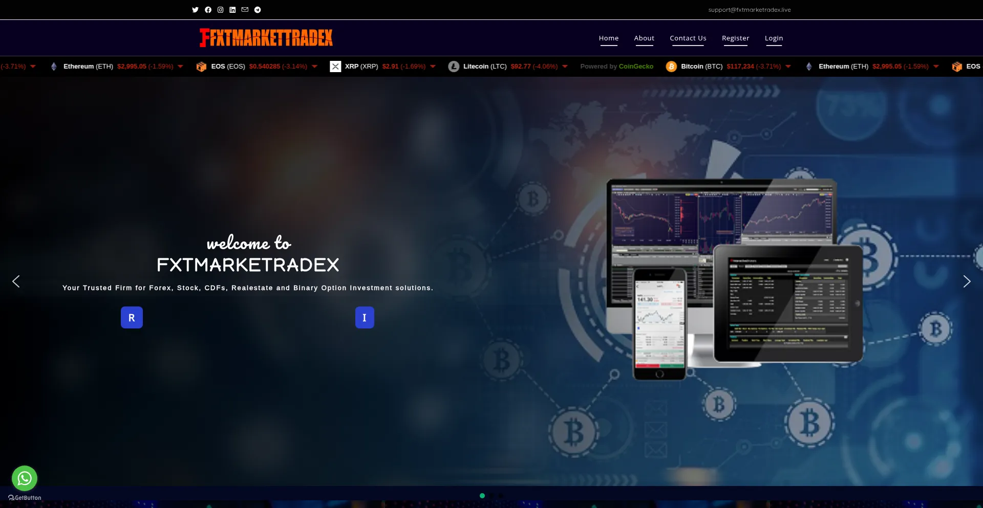 Website screenshot of Fxtmarketradex.live