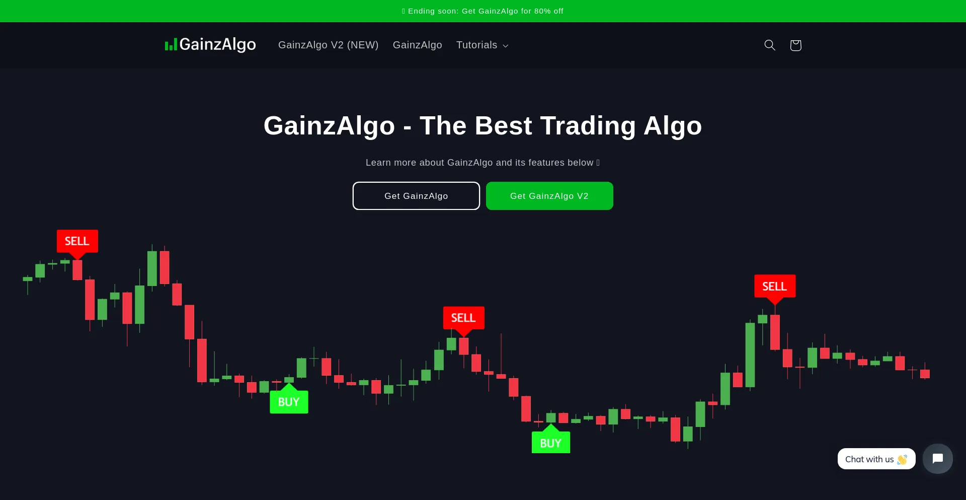 Website screenshot of Gainzalgo.com