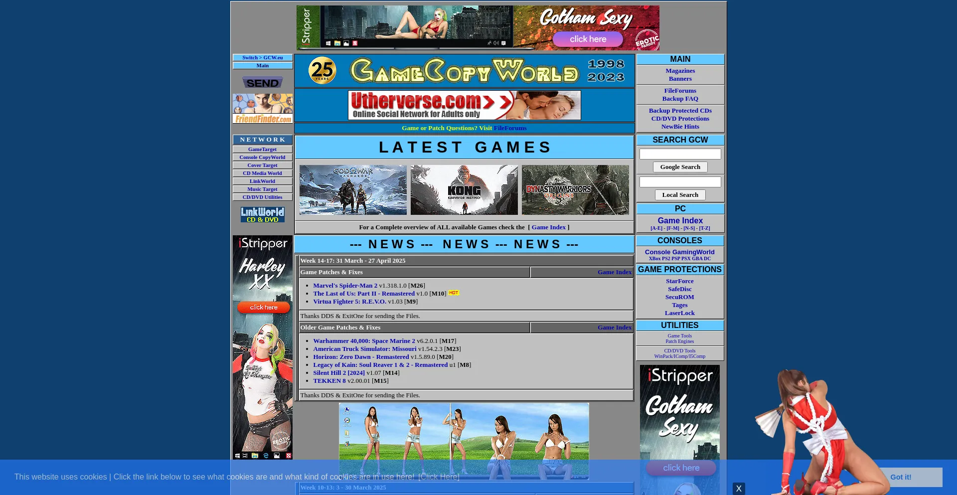 Website screenshot of Gamecopyworld.com