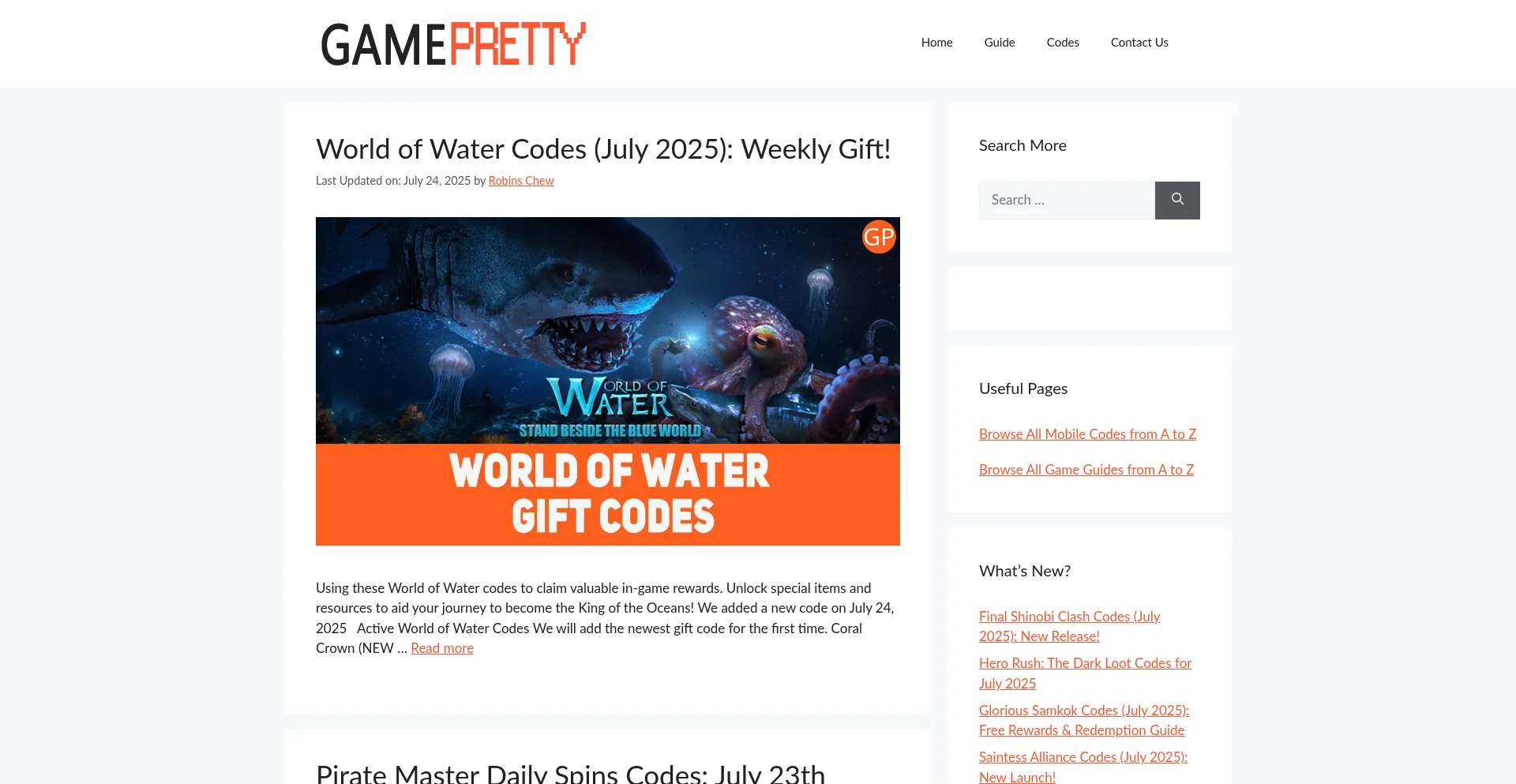 Website screenshot of Gamepretty.com