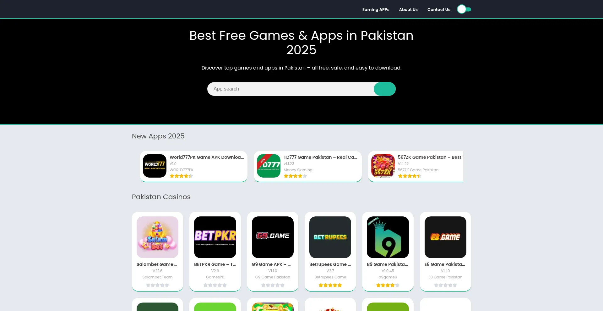 Website screenshot of Gamespk.cloud