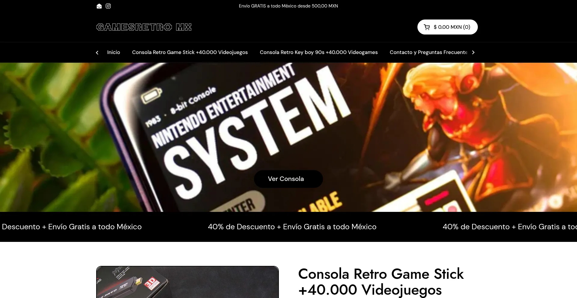 Website screenshot of Gamesretromx.com