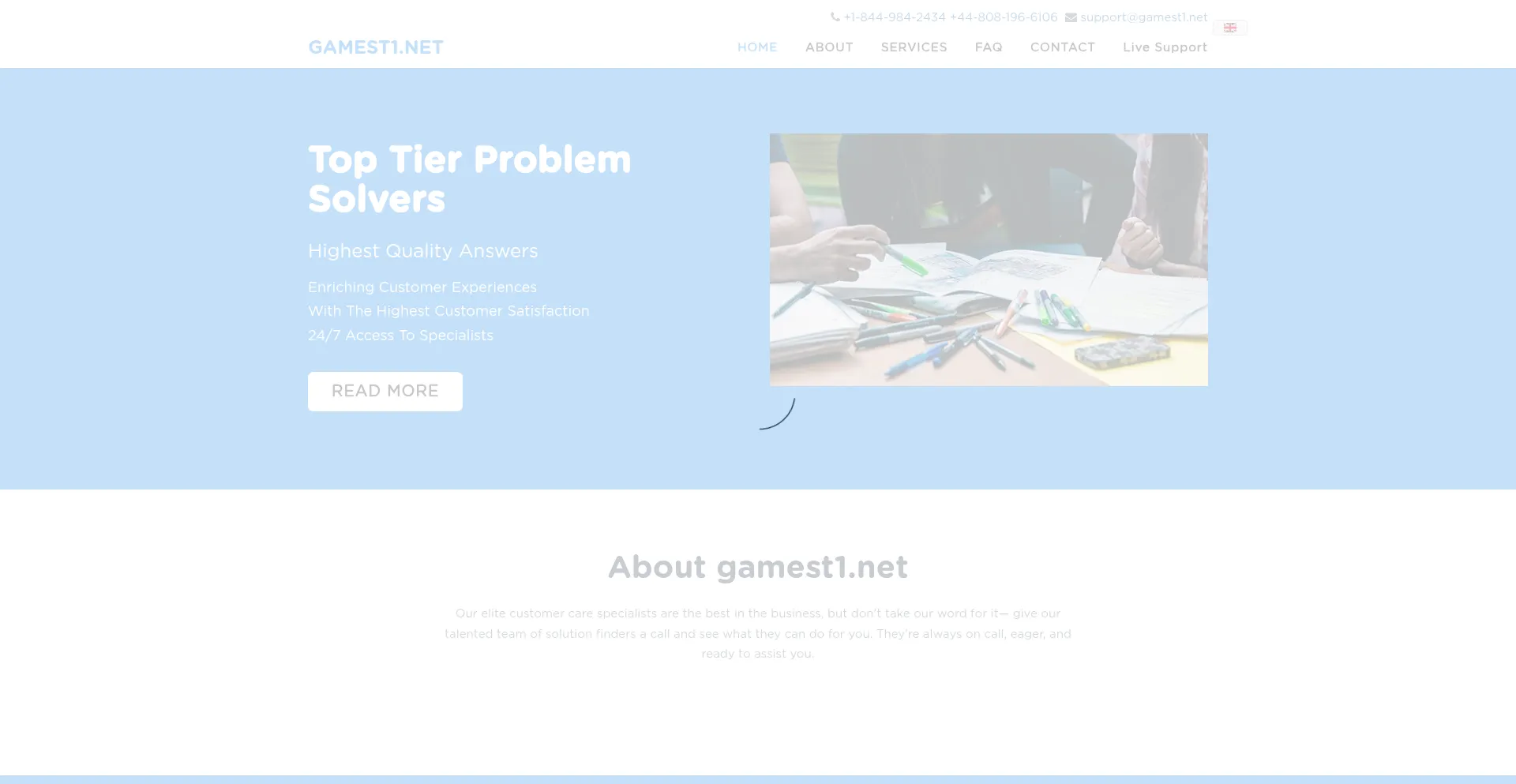 Website screenshot of Gamest1.net