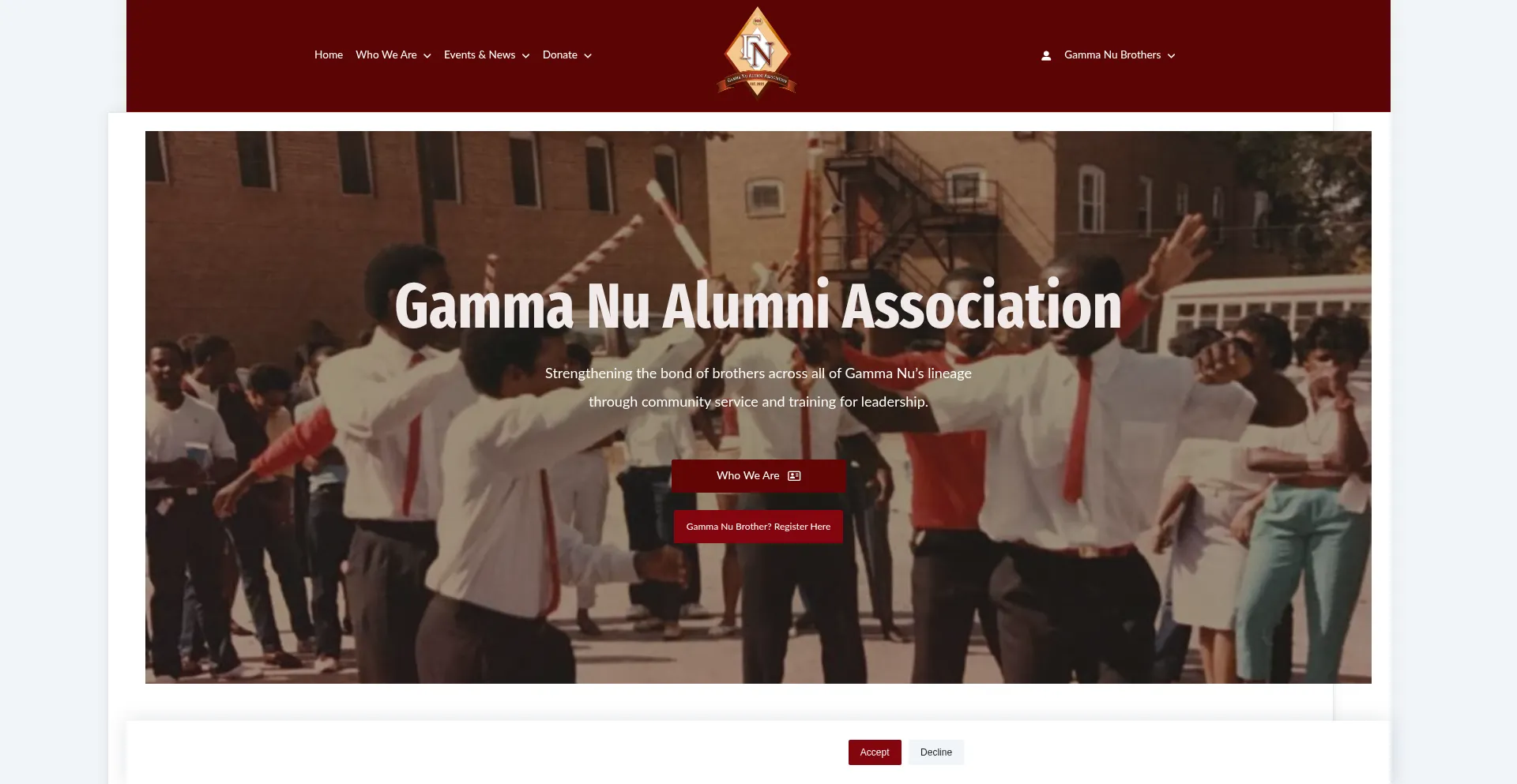 Website screenshot of Gammanuassociation1949.org