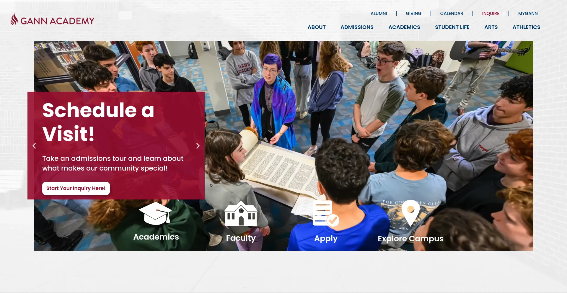 Website screenshot of Gannacademy.org